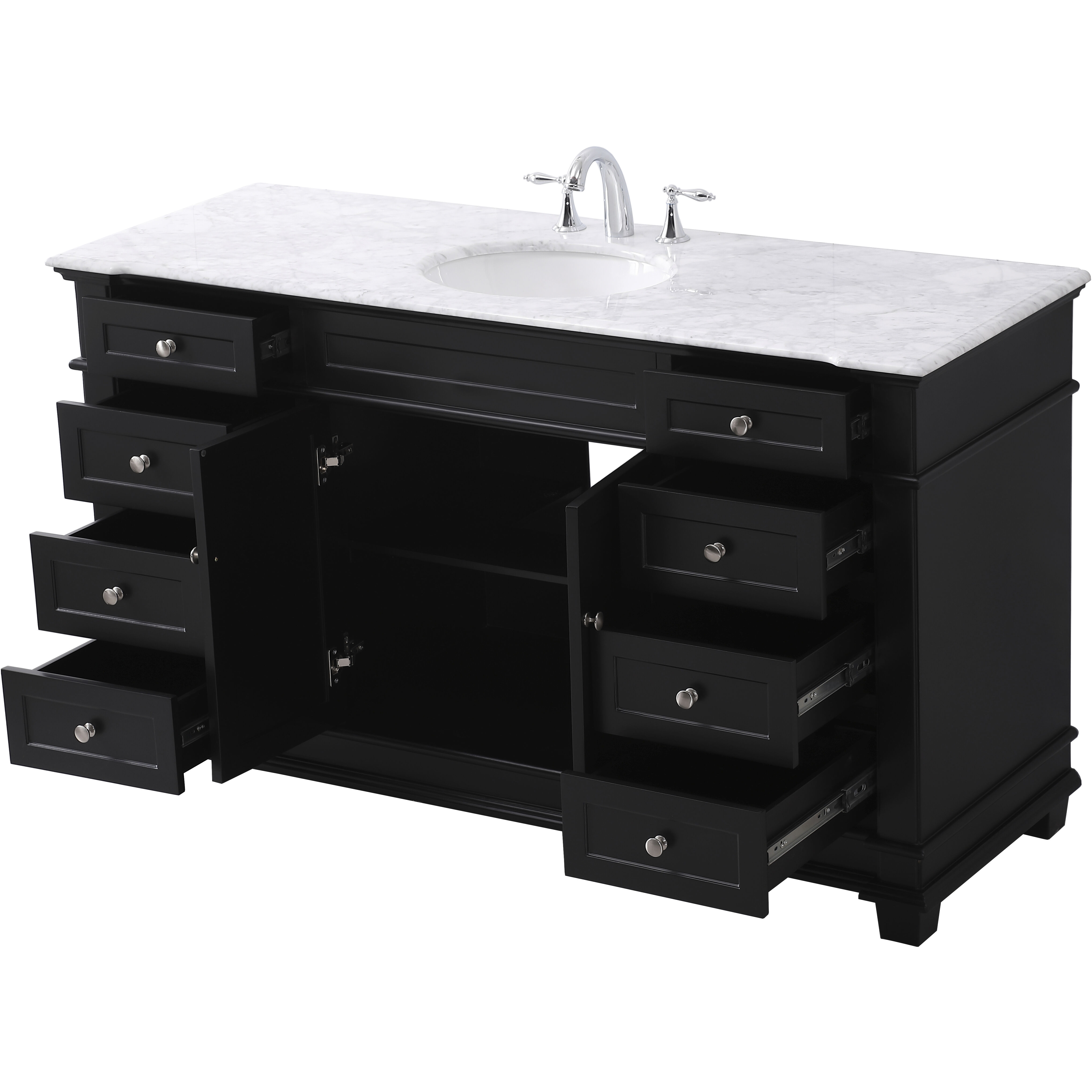 Wesley 60 X 22 X 35 inch Black Vanity Sink Set