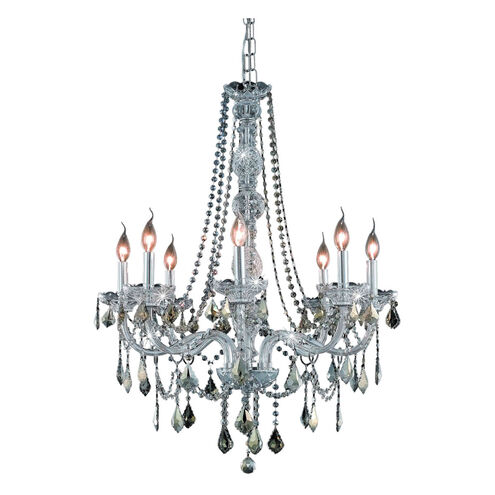 Verona 8 Light 28 inch Chrome Dining Chandelier Ceiling Light in Golden Teak, Royal Cut
