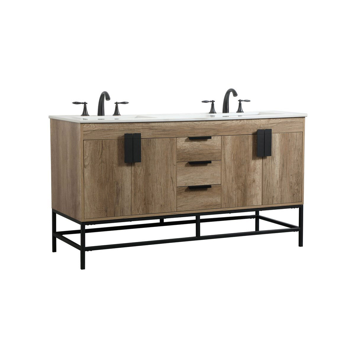Eugene 60 X 22 X 33.5 inch Natural Oak Vanity Sink Set