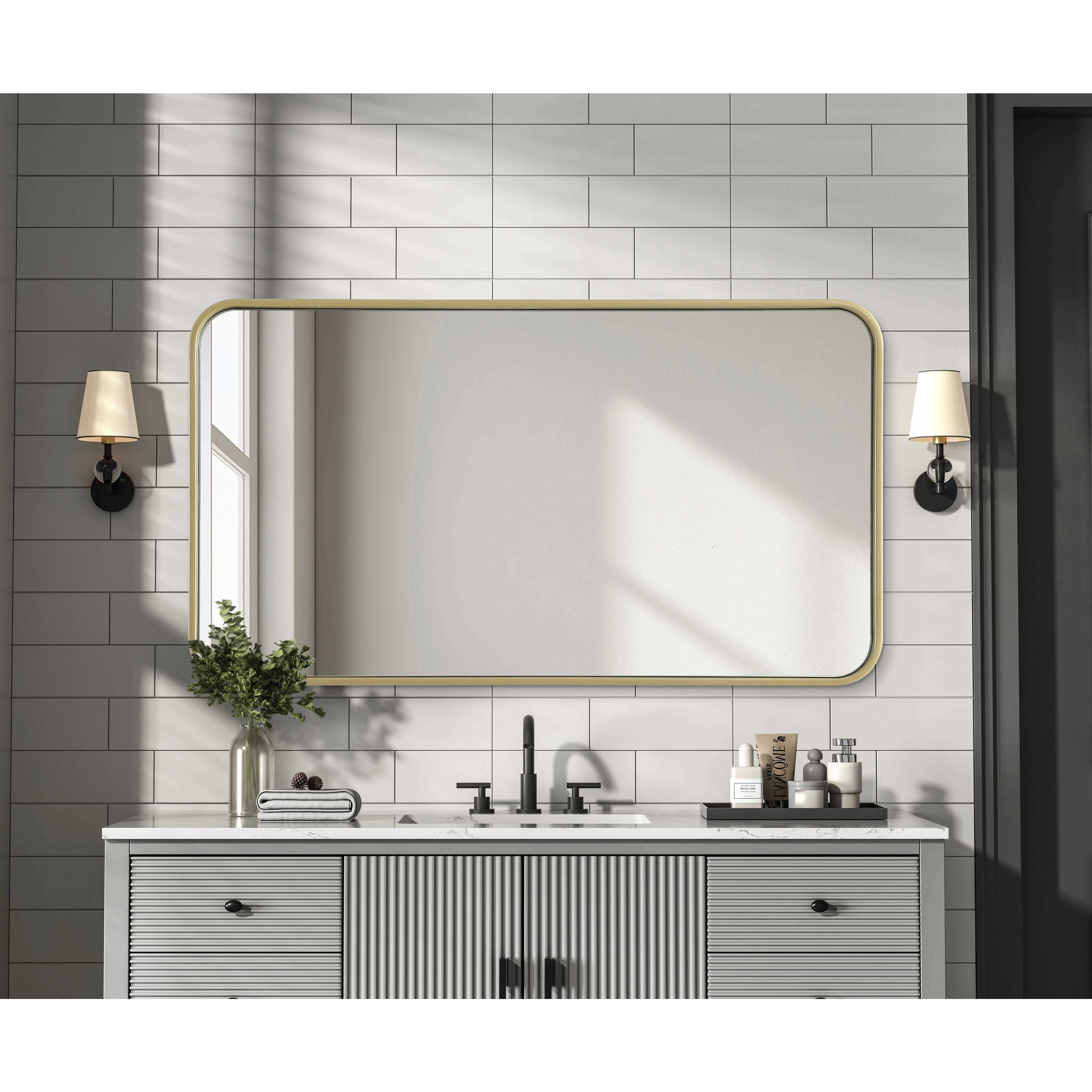 Remy 36 X 20 inch Brass Mirror