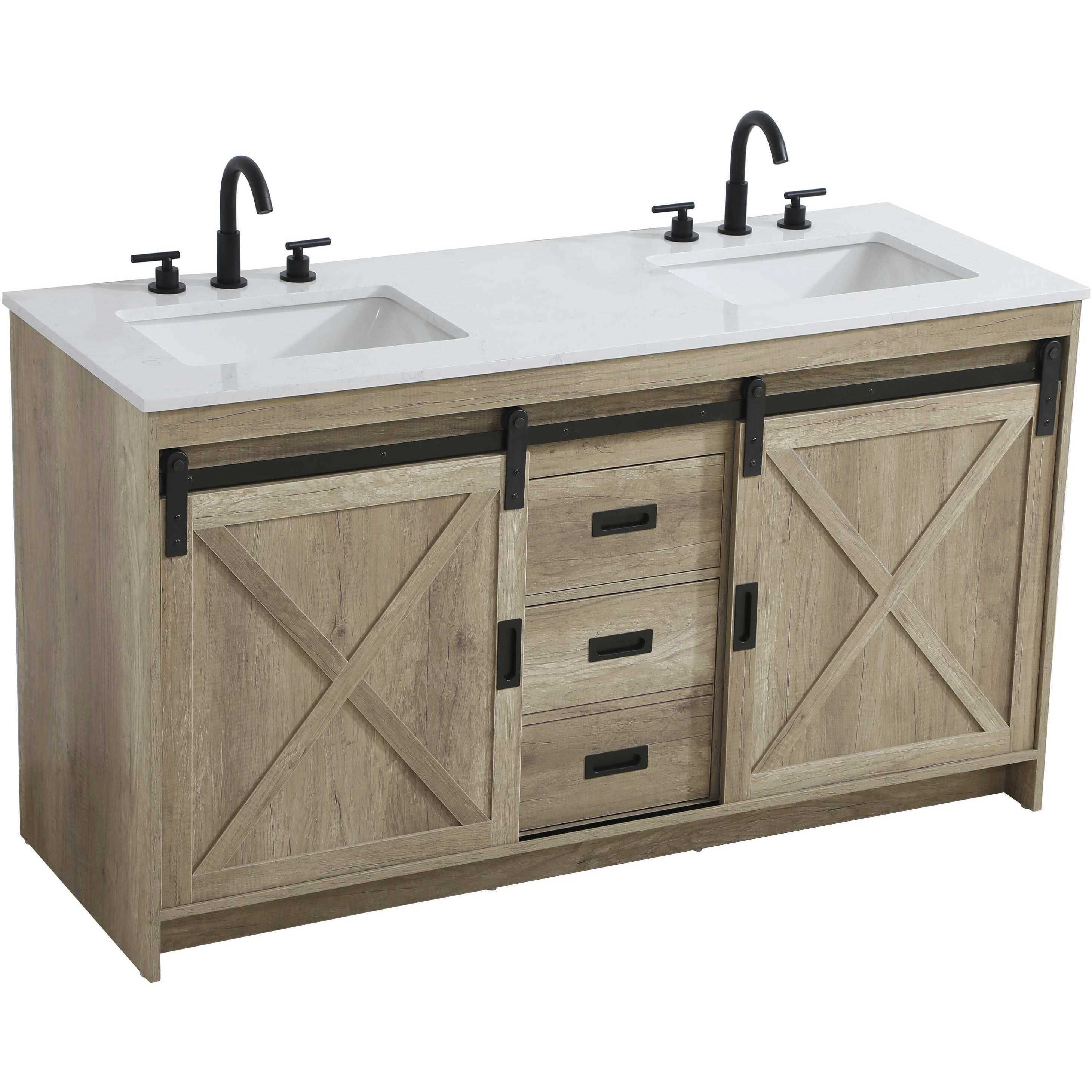 Austin 60 X 34 inch Natural Oak Bathroom Vanity Cabinet