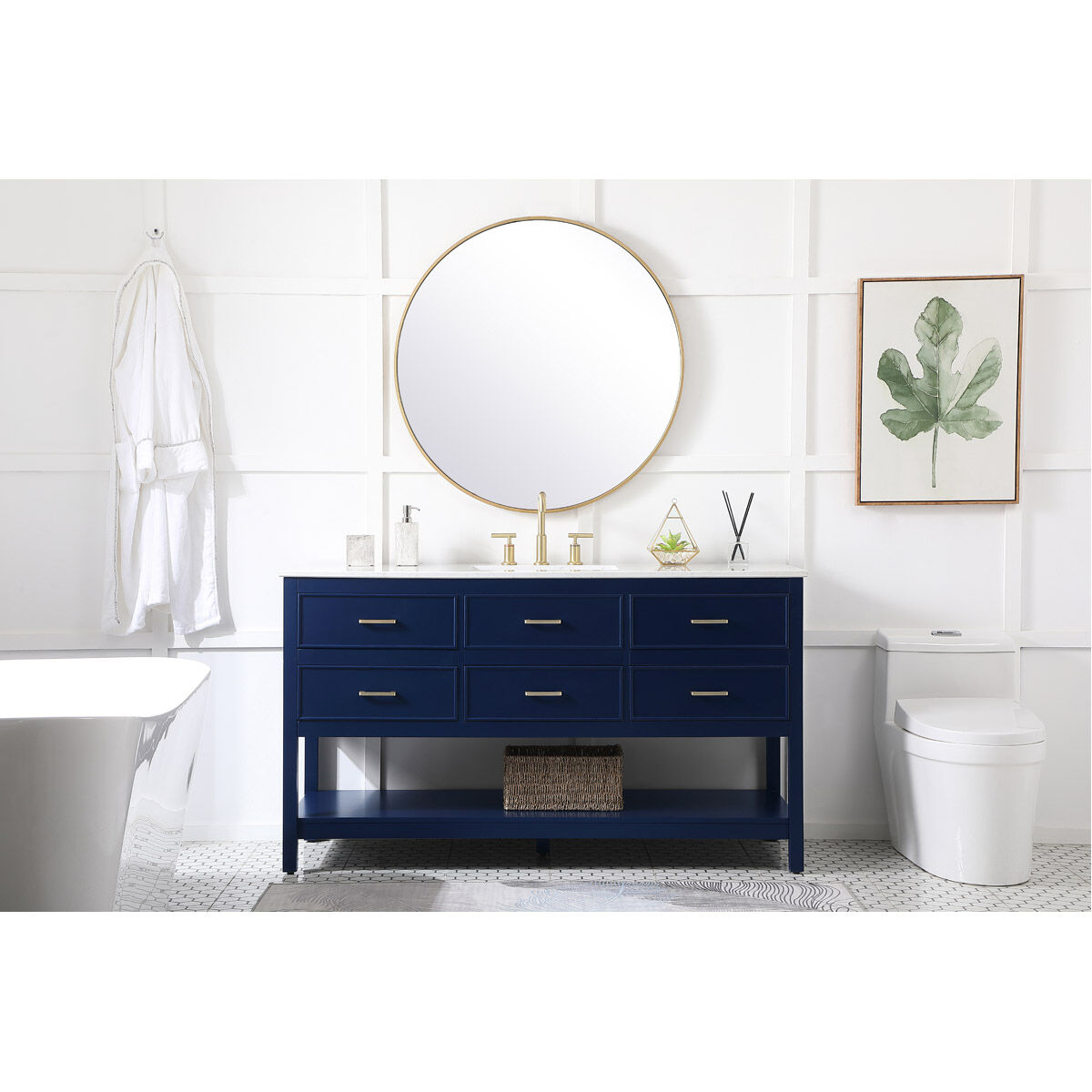 Sinclaire 60 X 22 X 34 inch Blue Vanity Sink Set