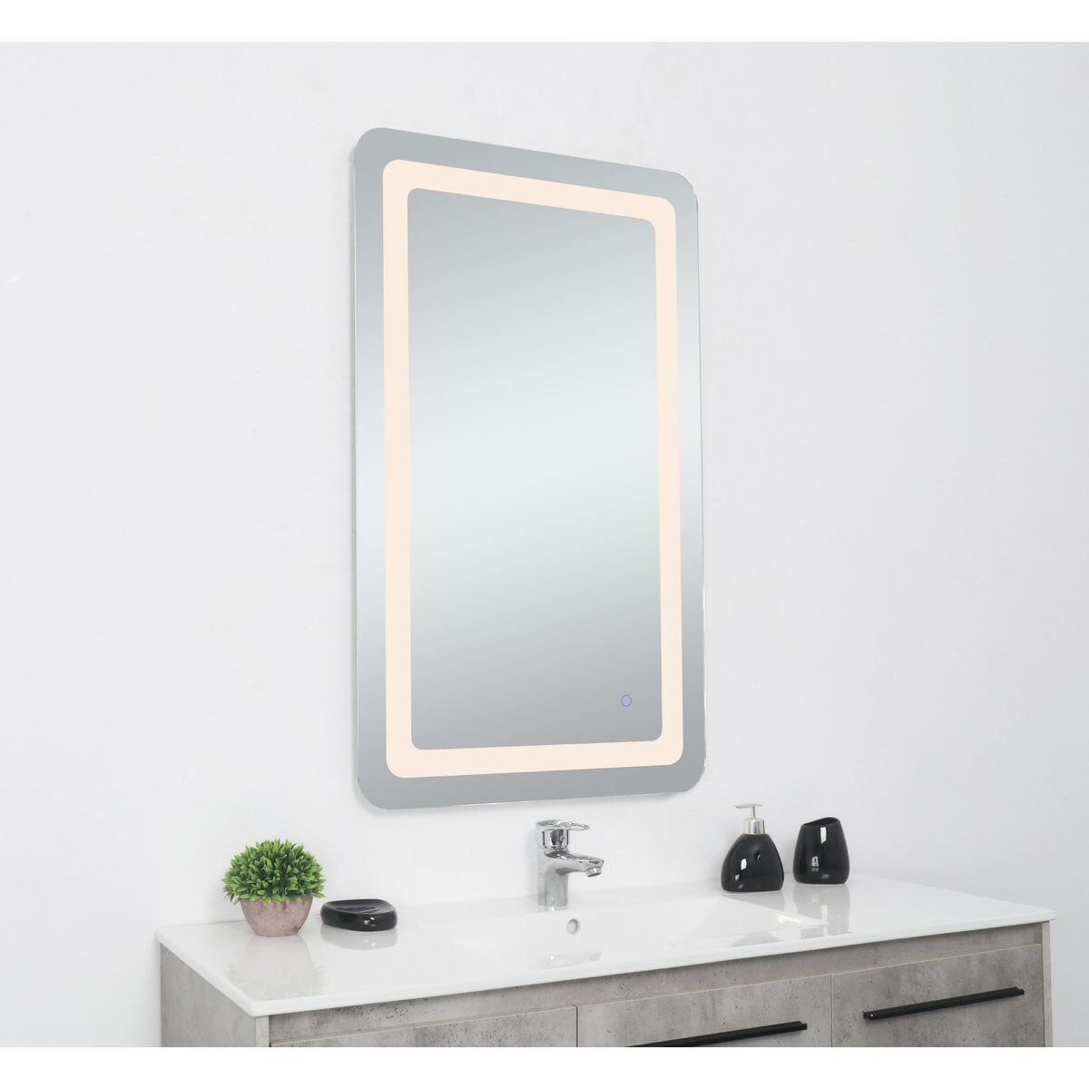 Genesis 40 X 20 inch Glossy White LED Mirror