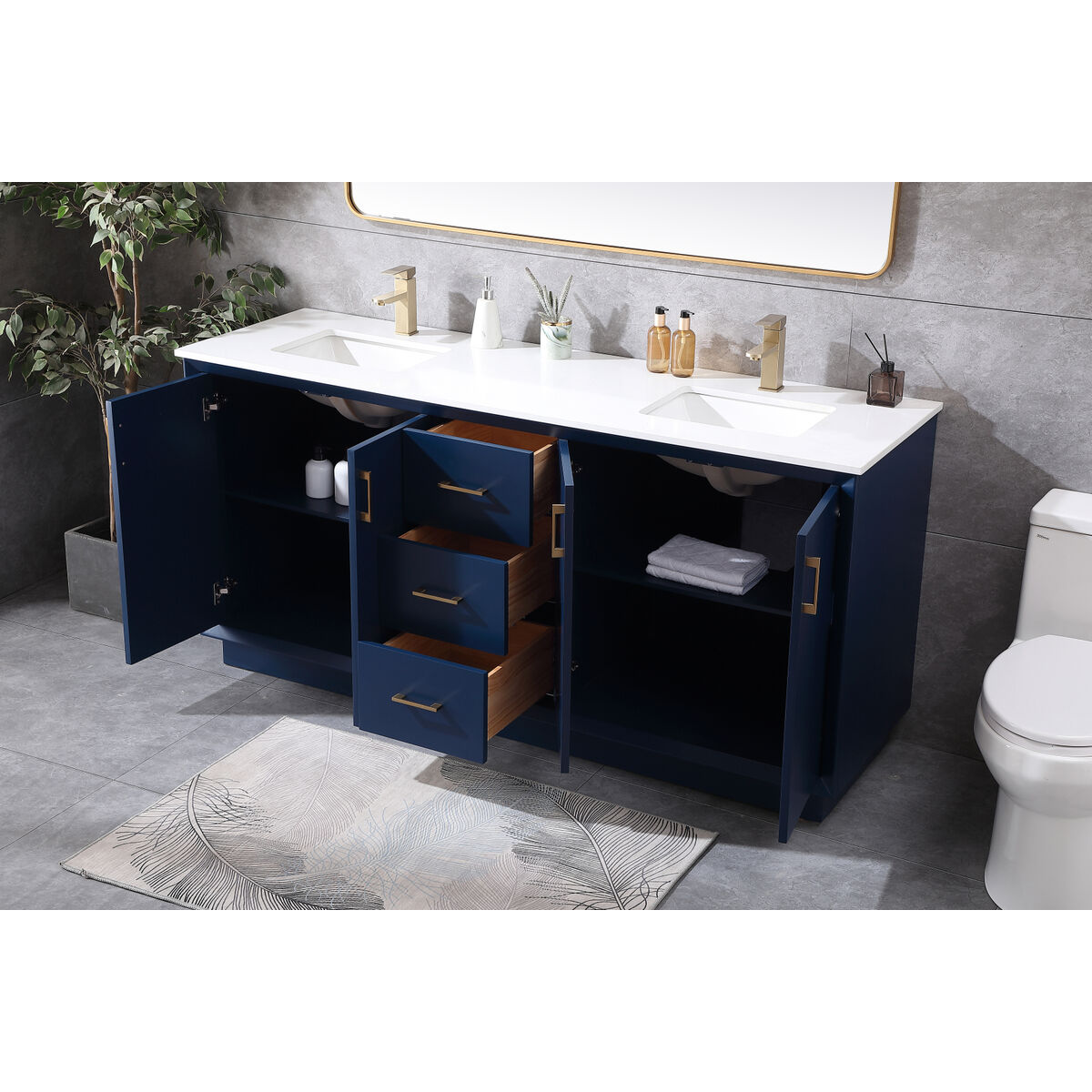Hayes 72 X 22 X 35 inch Blue Vanity Sink Set