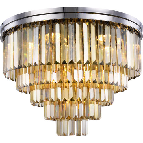 Sydney 17 Light 32 inch Polished nickel Flush Mount Ceiling Light in Golden Teak, Urban Classic