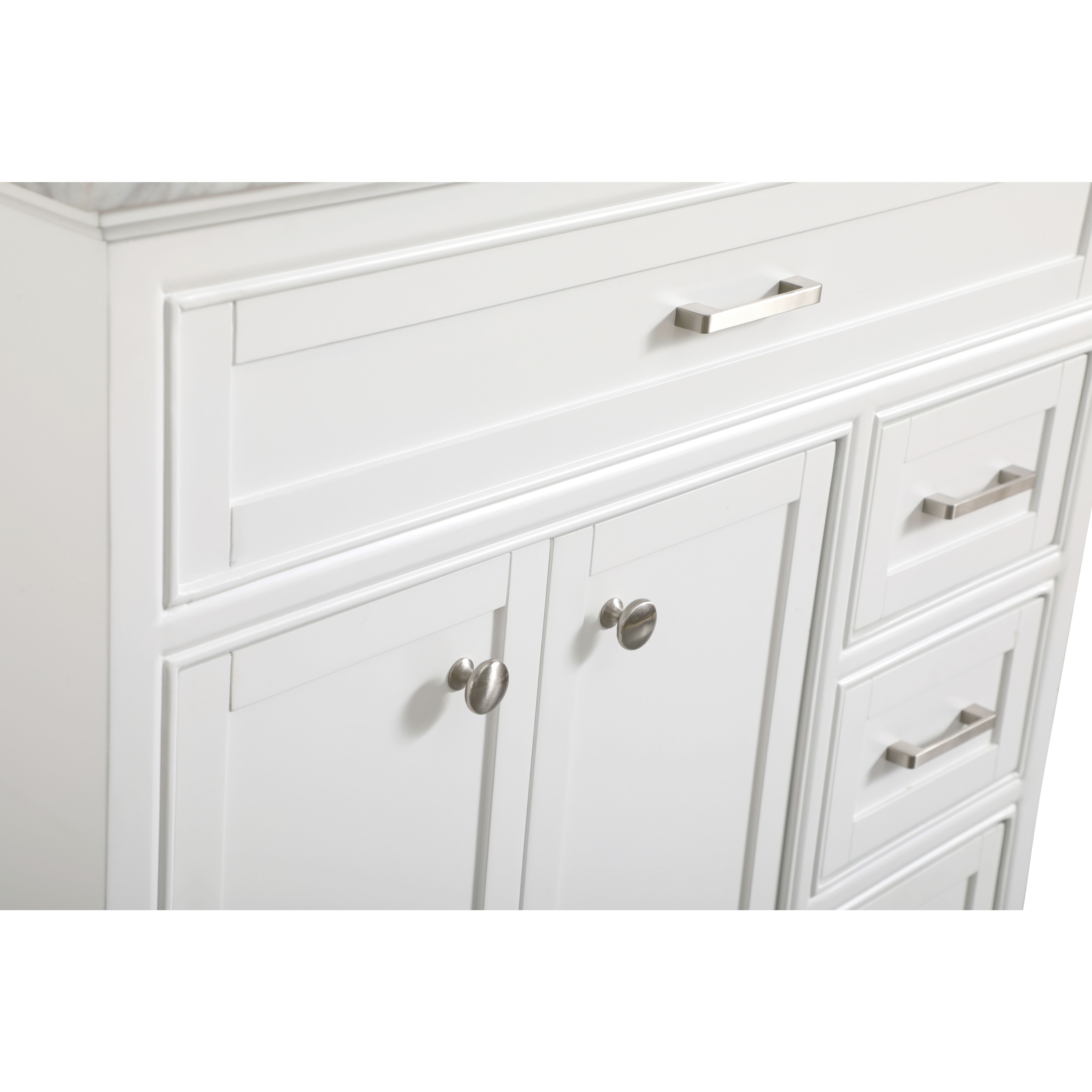 Americana 36 X 35 inch White with Carrara White Marble Vanity Set