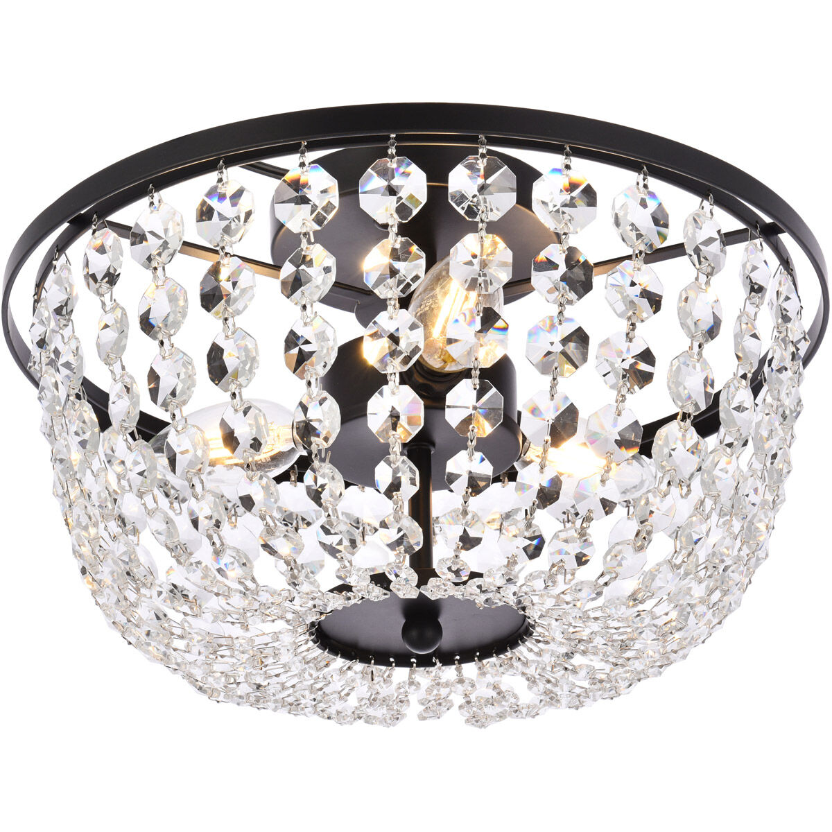 Cora 3 Light 13 inch Black Flush Mount Ceiling Light 