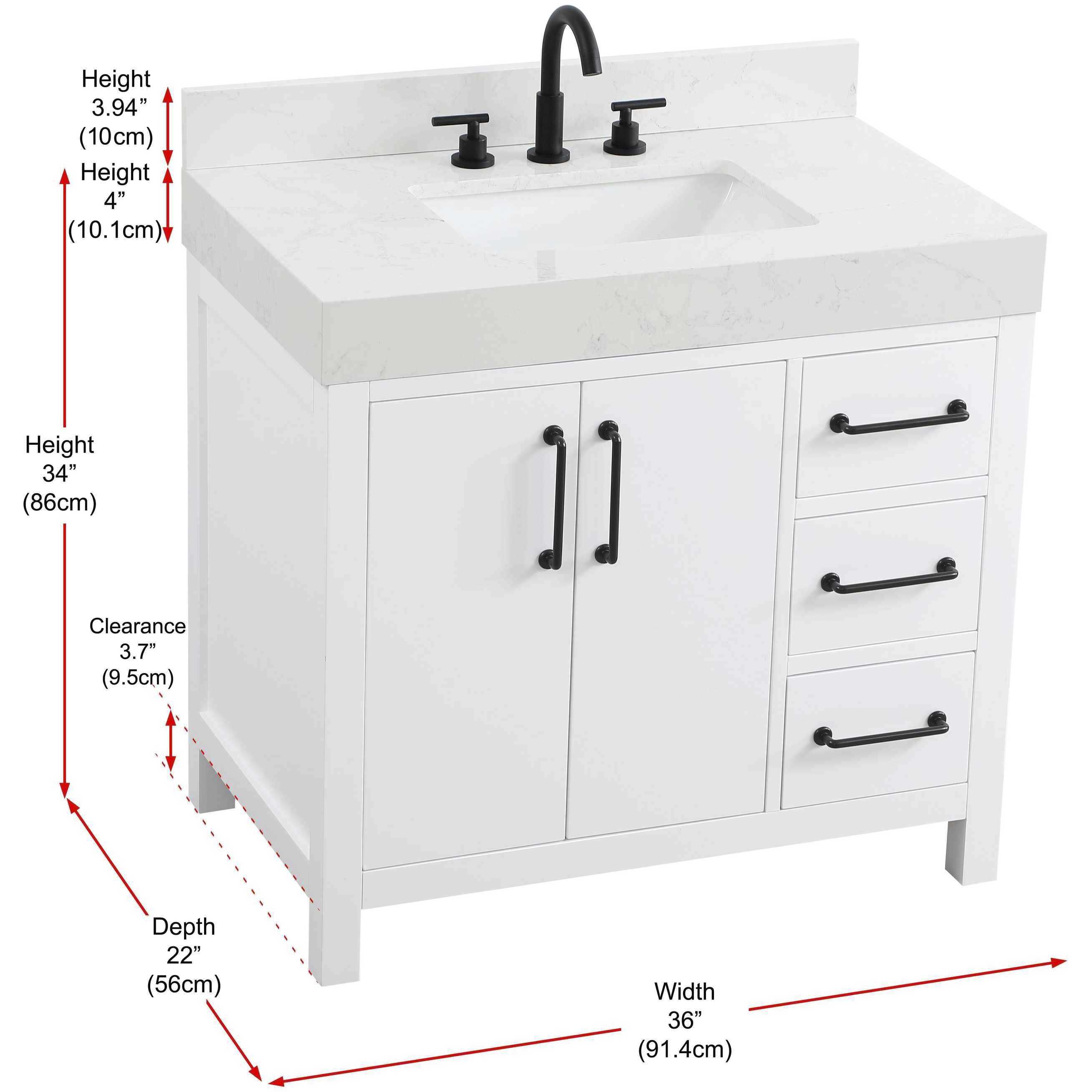 Nathan 36 X 34 inch White Bathroom Vanity Cabinet