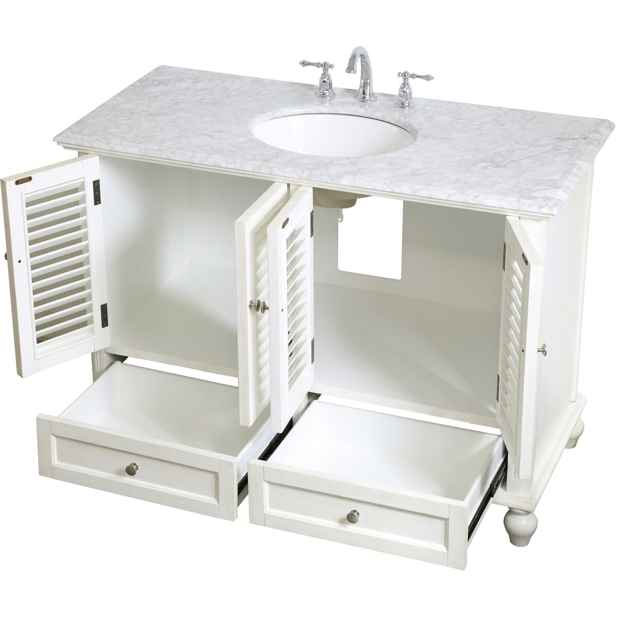 Rhodes 48 X 48 X 35 inch Antique White and Brushed Nickel Vanity Sink Set