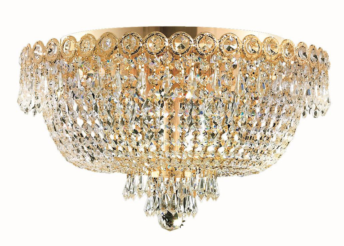 Century 6 Light 18 inch Gold Flush Mount Ceiling Light in Royal Cut