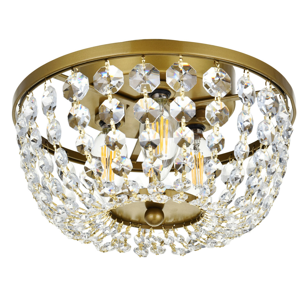 Cora 3 Light 10 inch Brass Flush Mount Ceiling Light