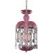 Rococo 3 Light 11 inch Pink Pendant Ceiling Light in Clear