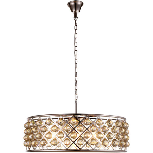 Madison 8 Light 32 inch Polished Nickel Pendant Ceiling Light in Golden Teak, Faceted Royal Cut, Urban Classic