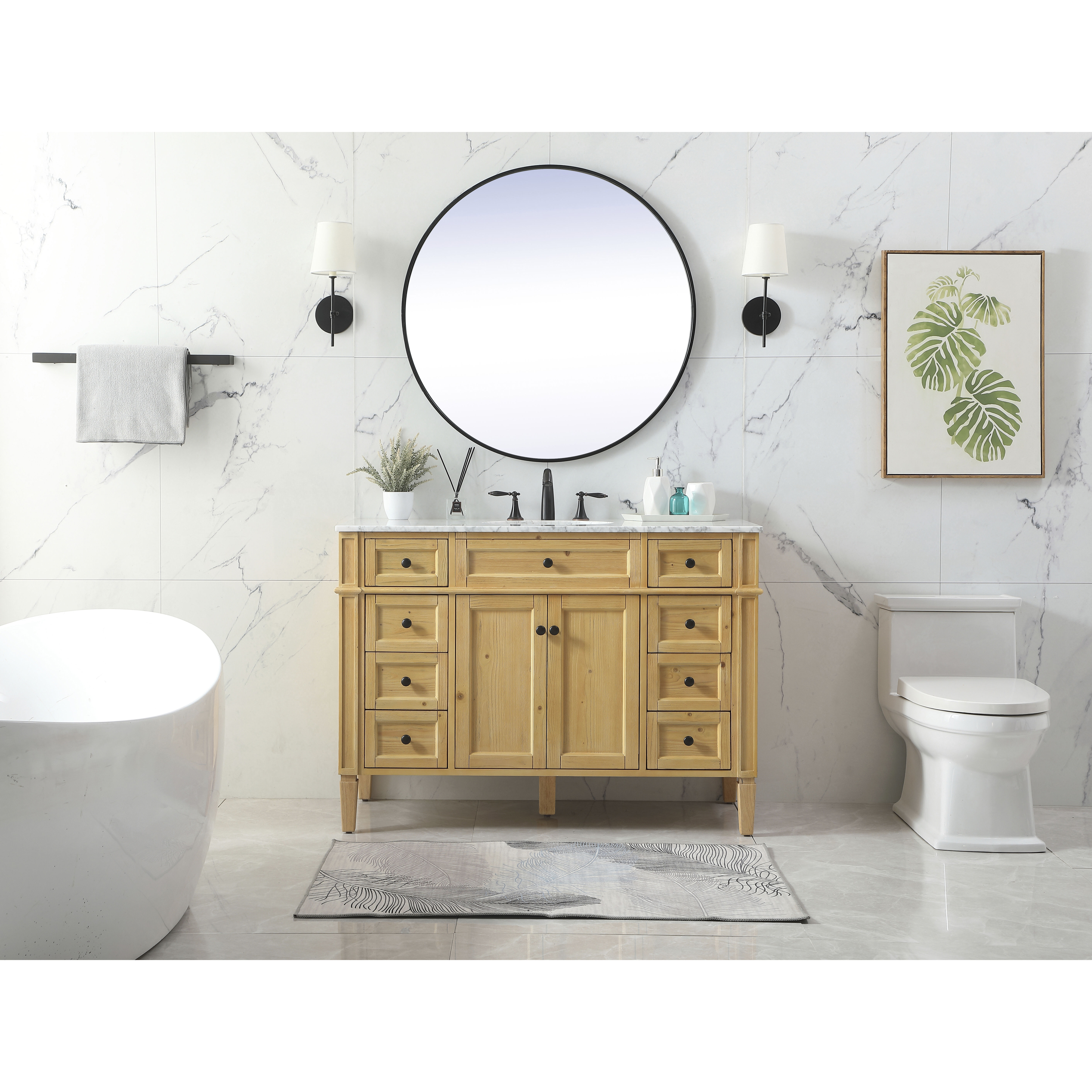 Park Avenue 48 X 21.5 X 35 inch Natural Wood Vanity Sink Set