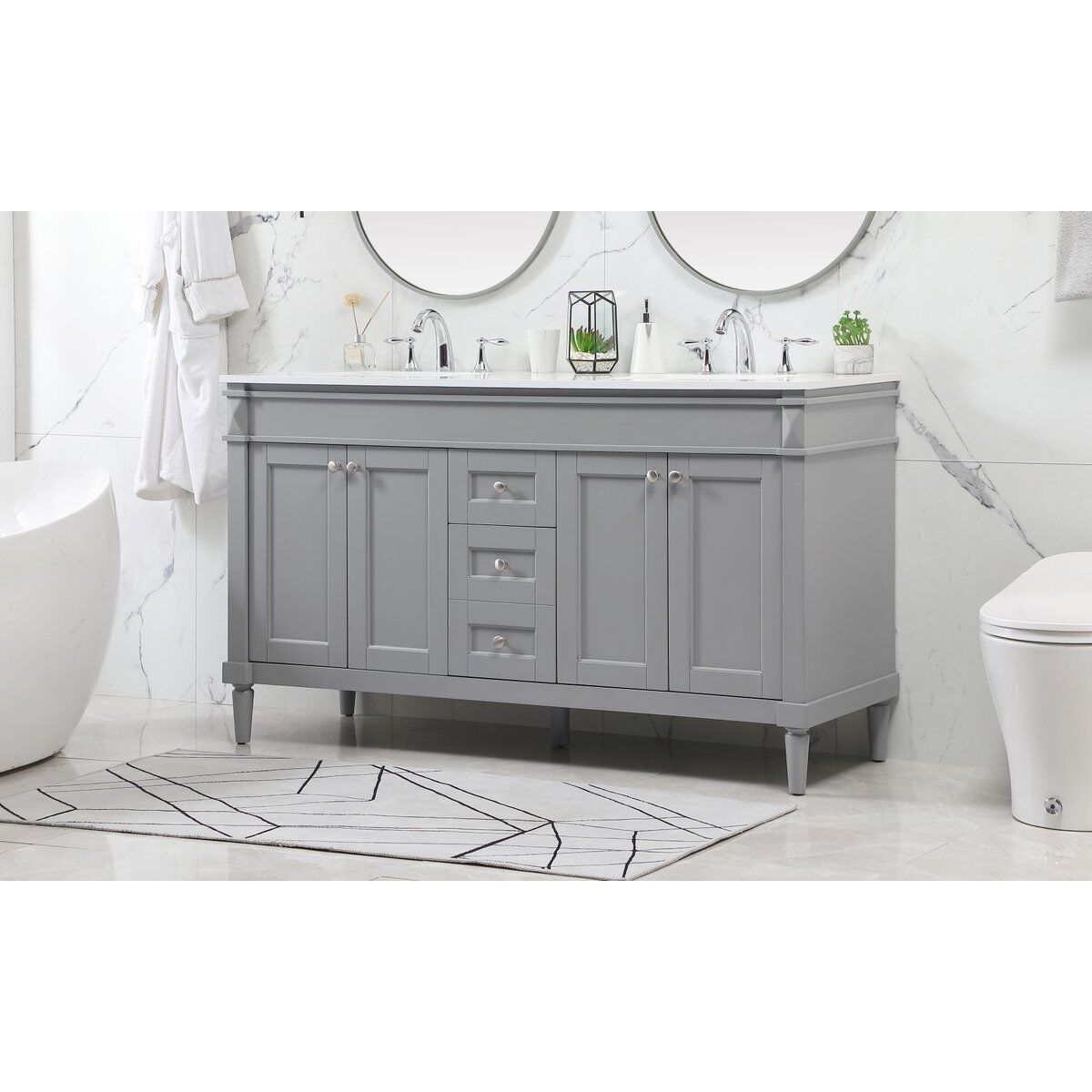 Bennett 60 X 21 X 35 inch Grey Vanity Sink Set