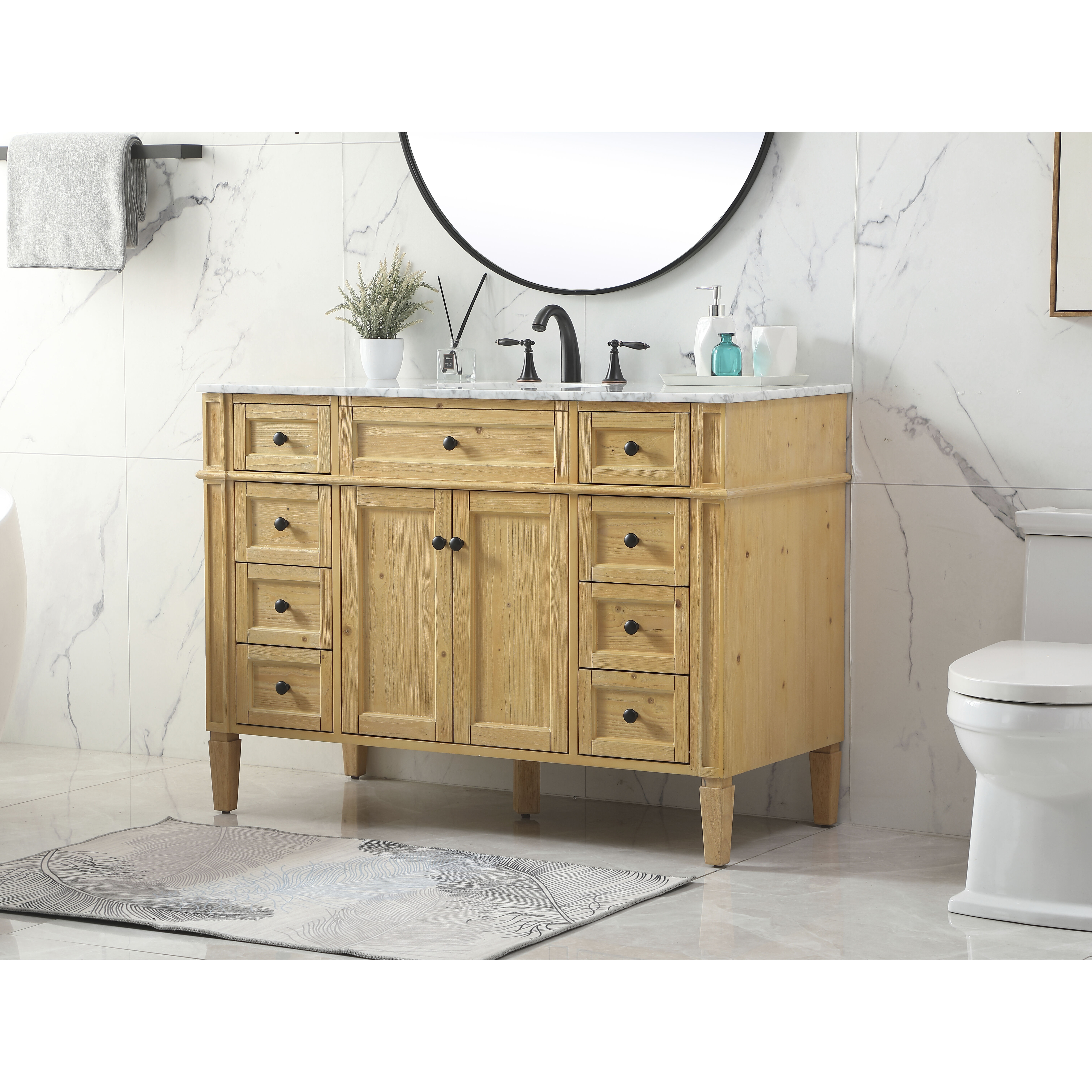 Park Avenue 48 X 21.5 X 35 inch Natural Wood Vanity Sink Set