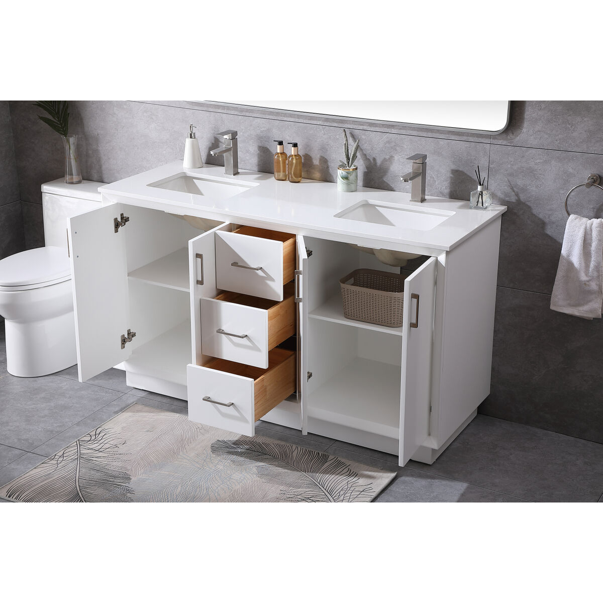 Hayes 60 X 22 X 35 inch White Vanity Sink Set