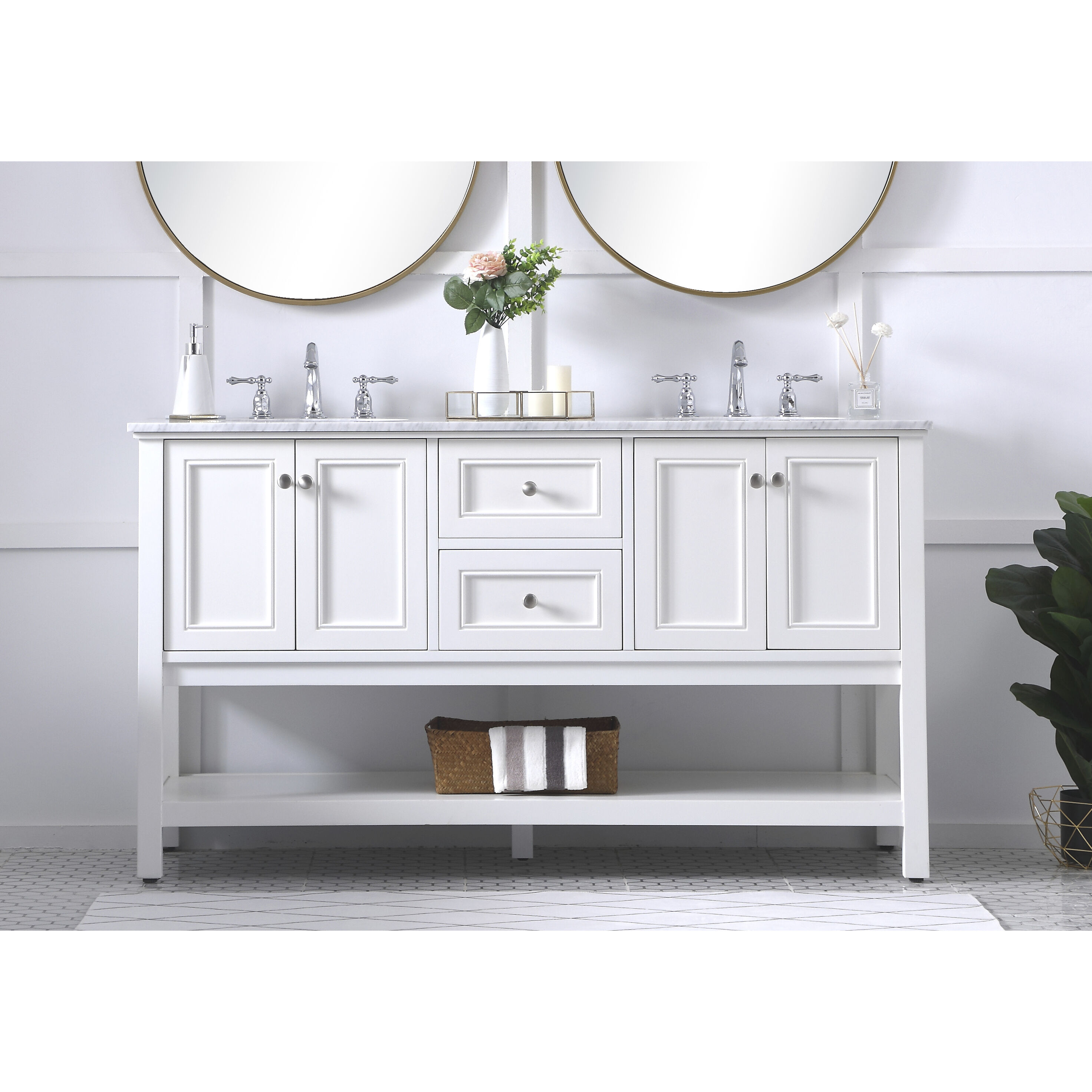 Metropolis 60 X 22 X 34 inch White Vanity Sink Set