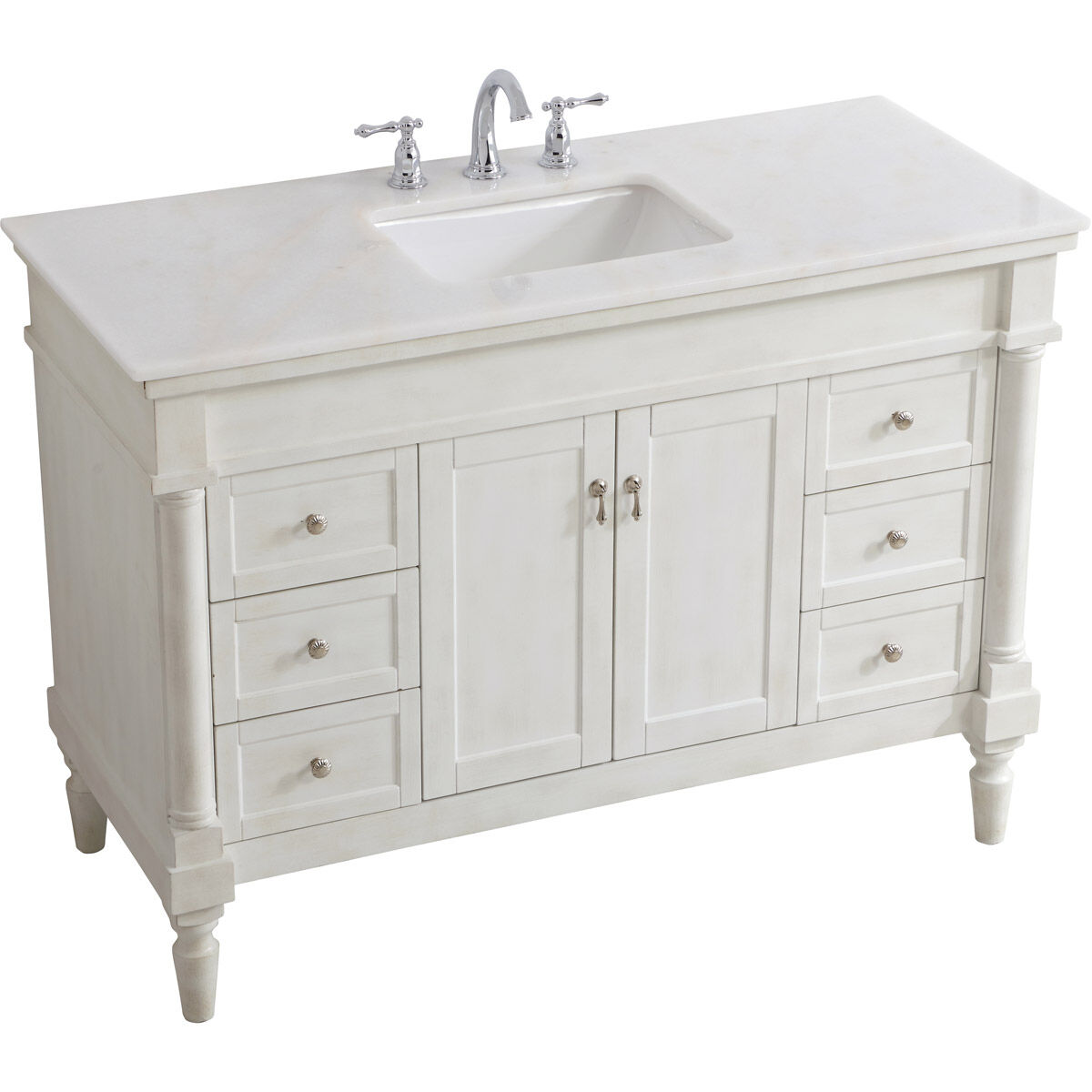 Lexington 48 X 21.5 X 35 inch Antique White Vanity Sink Set