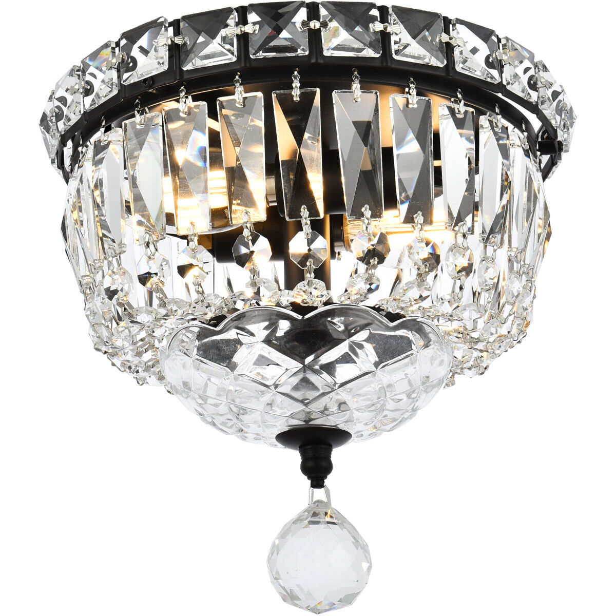 Tranquil 2 Light 8 inch Black and Clear Flush Mount Ceiling Light in Royal Cut