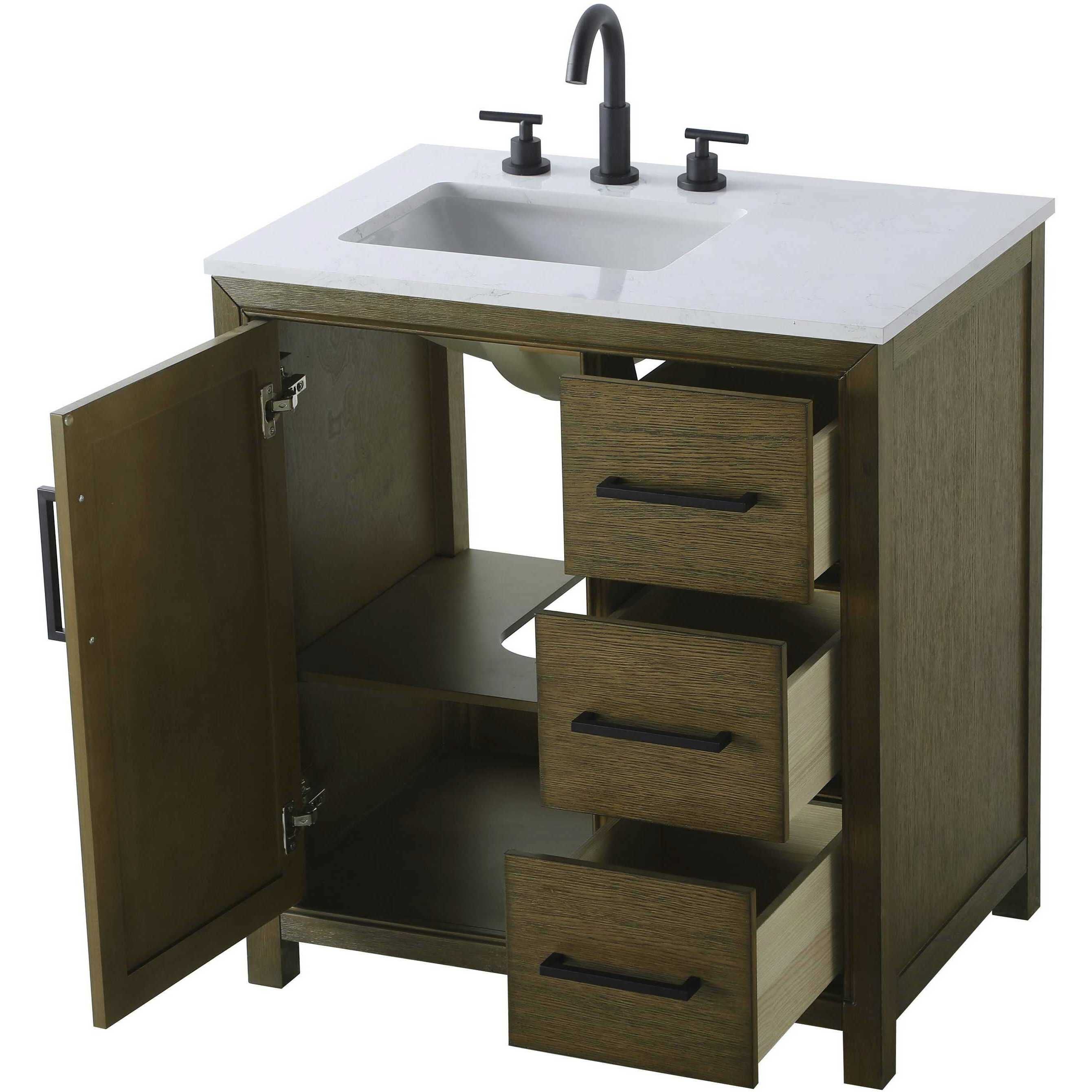 Alina 32 X 34 inch Hazel Oak Bathroom Vanity Cabinet