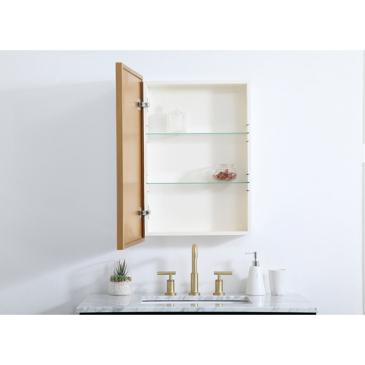 Wyn 28 X 20 inch Brass Medicine Cabinet