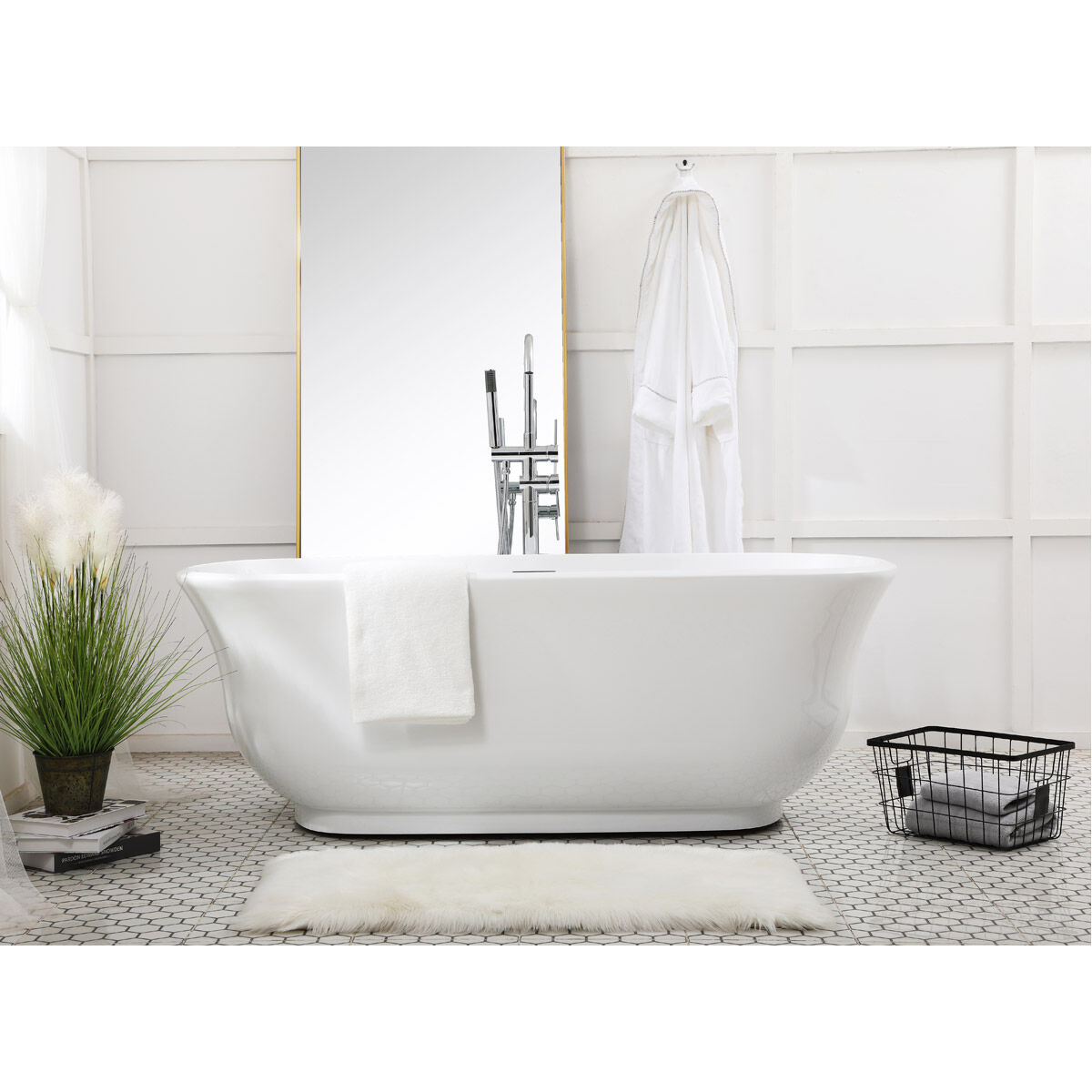 Coralie Glossy White and Chrome Bathtub