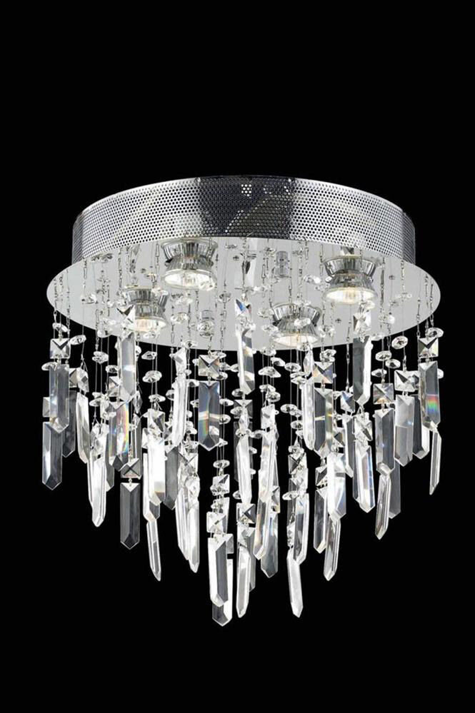 Galaxy 4 Light 14 inch Silver and Clear Mirror Flush Mount Ceiling Light in Royal Cut