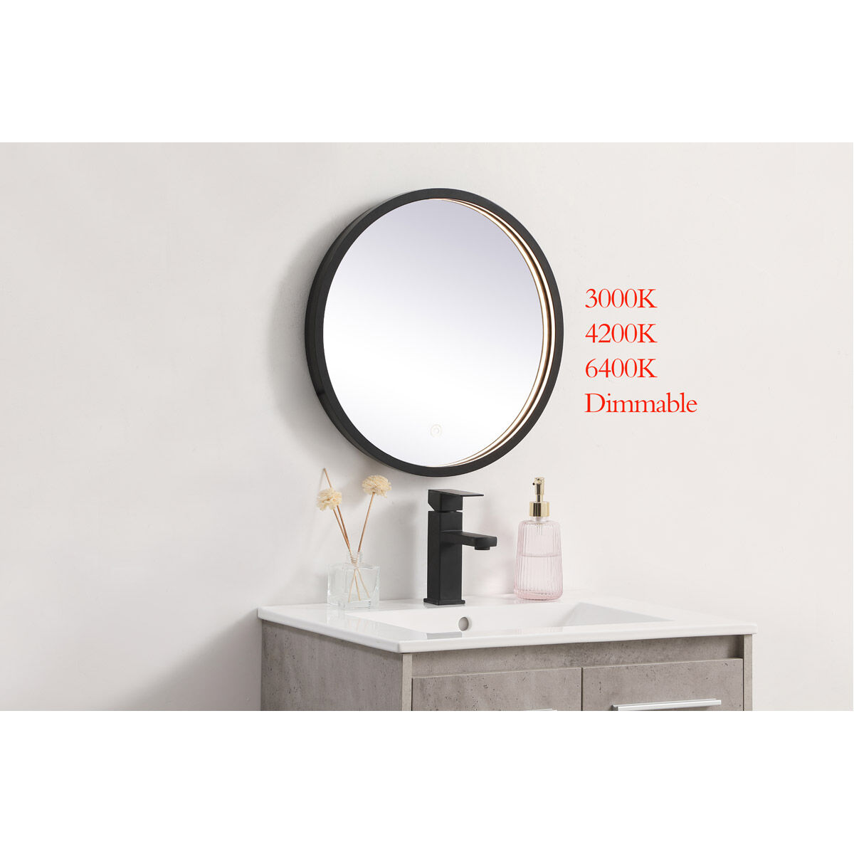 Pier 18 X 18 inch Black LED Mirror