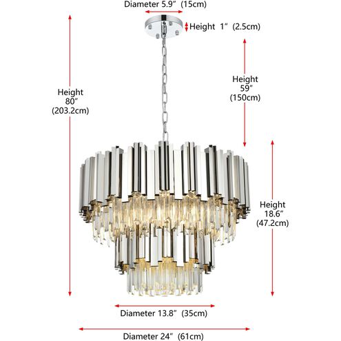 Willow 8 Light 24 inch Chrome Chandelier Ceiling Light