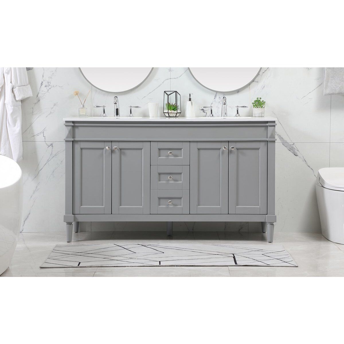 Bennett 60 X 21 X 35 inch Grey Vanity Sink Set