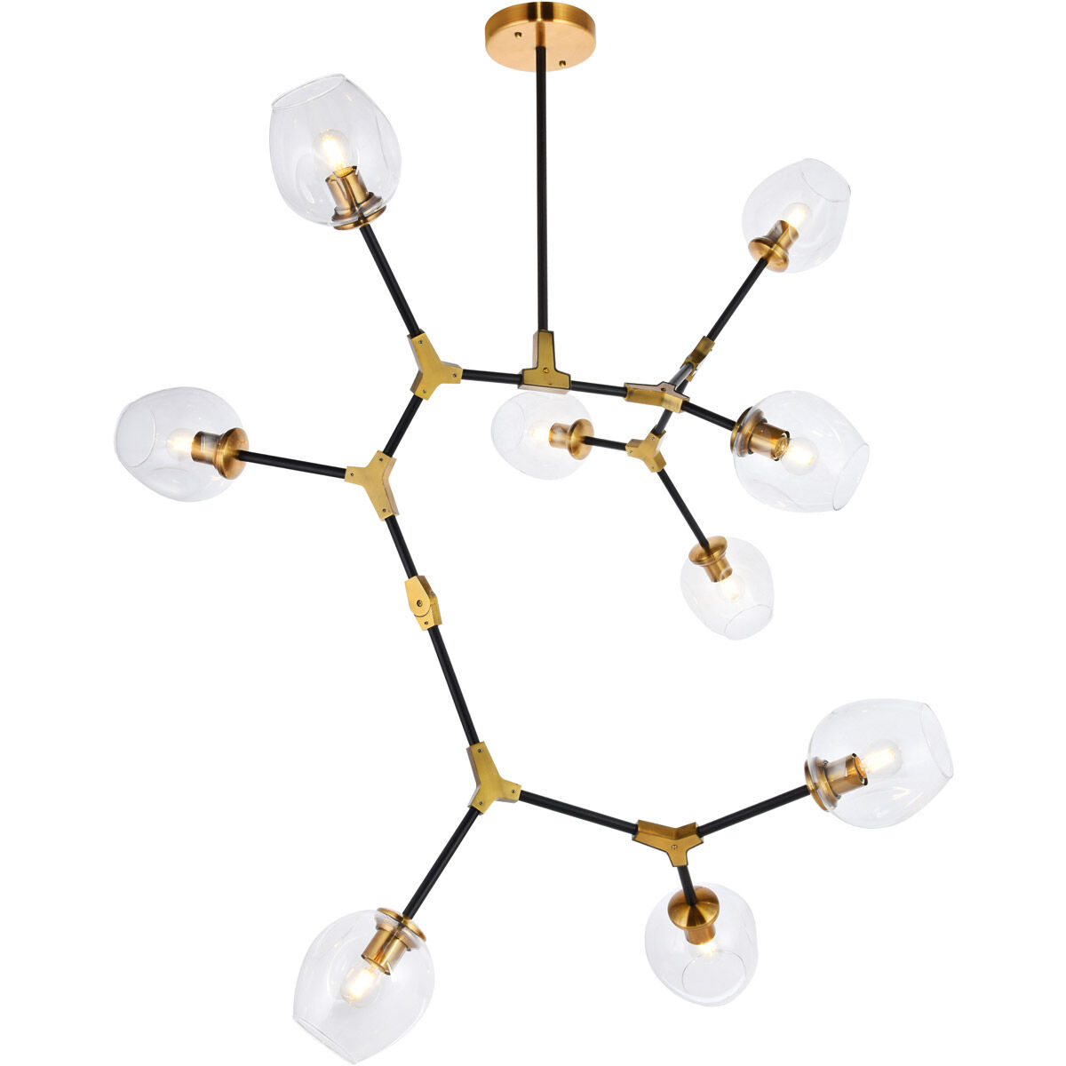 Cavoli 9 Light 79 inch Light Antique Brass and Flat Black Pendant Ceiling Light, Urban Classic