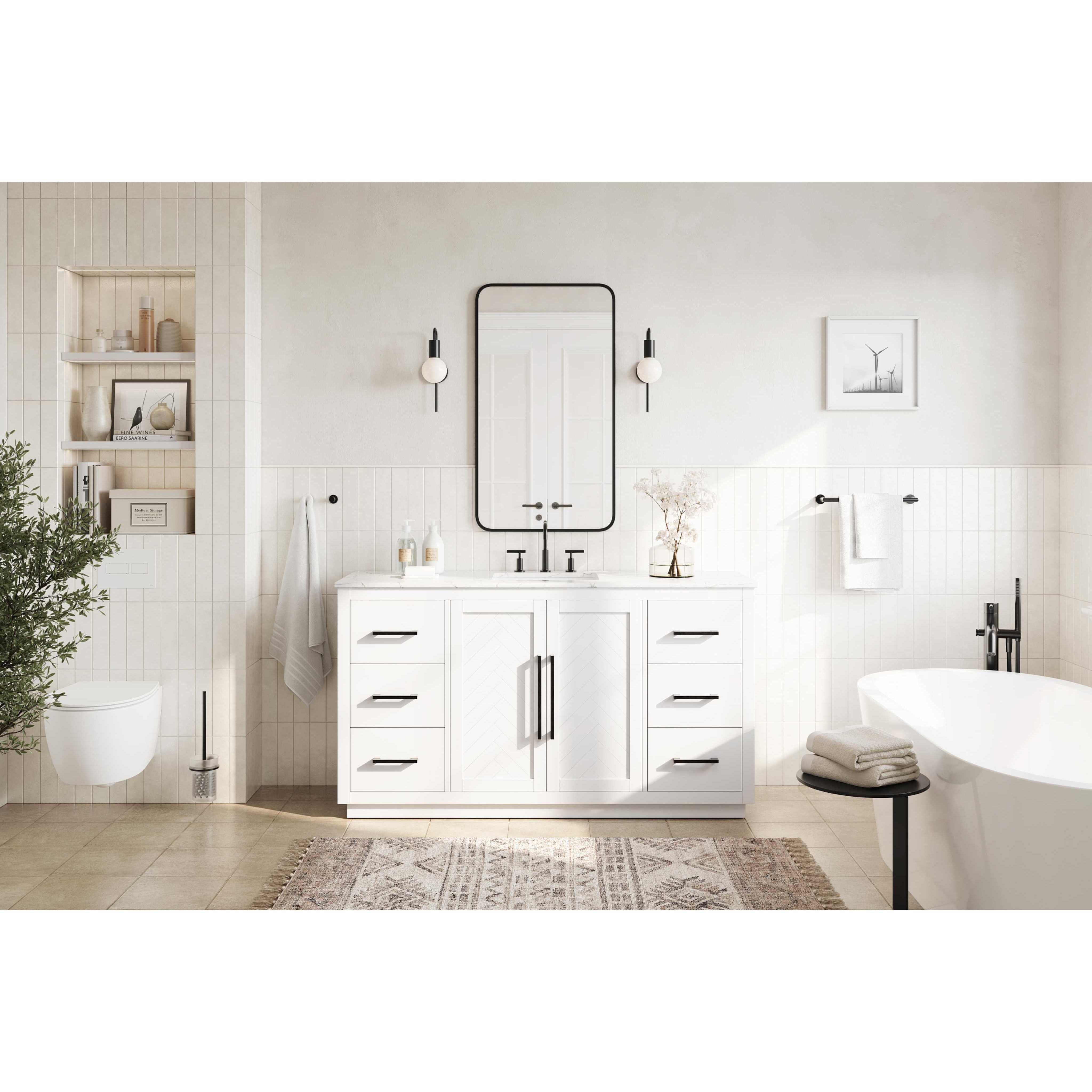 Chase 60 X 34 inch White Bathroom Vanity Cabinet
