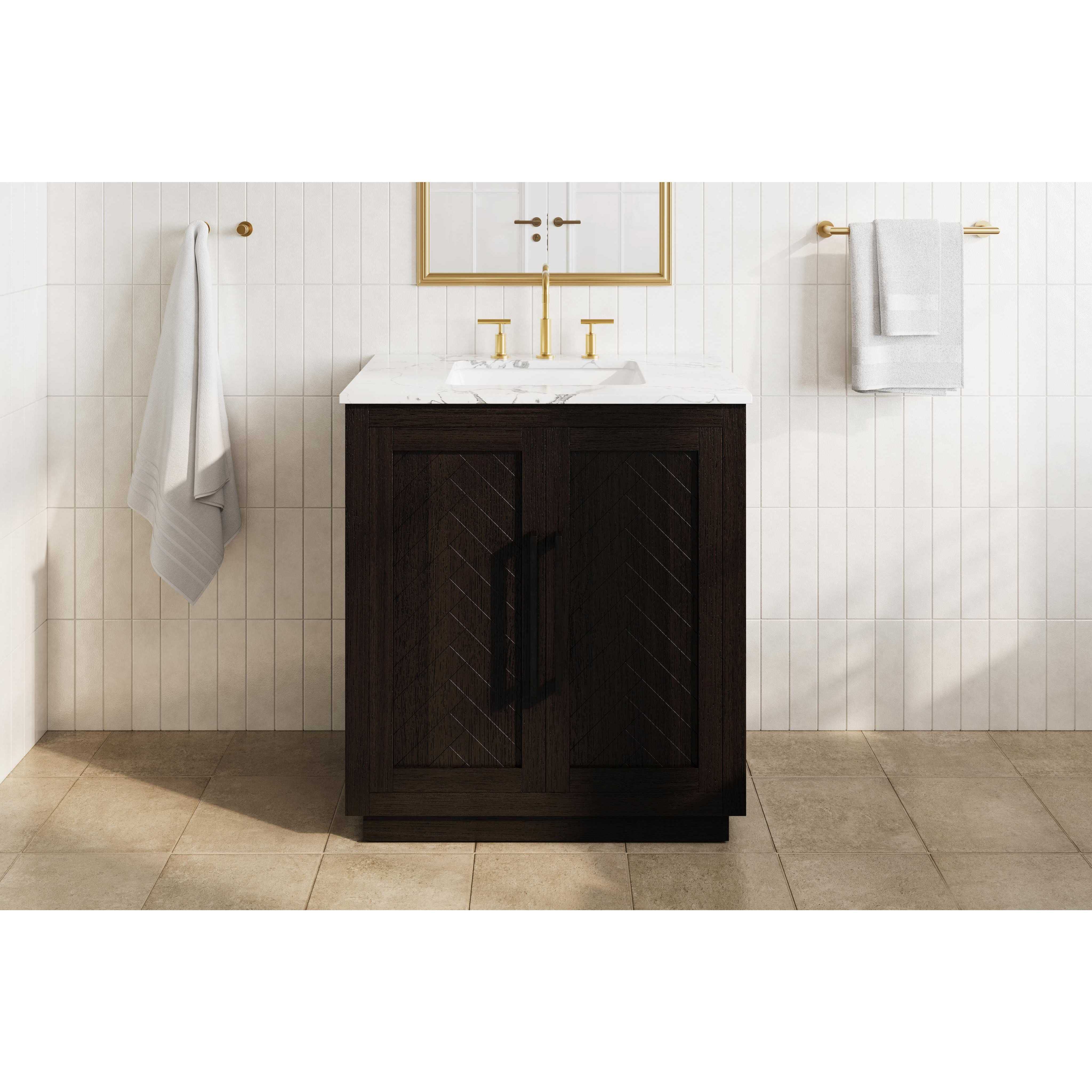 Chase 30 X 34 inch Chocolate Oak Bathroom Vanity Cabinet