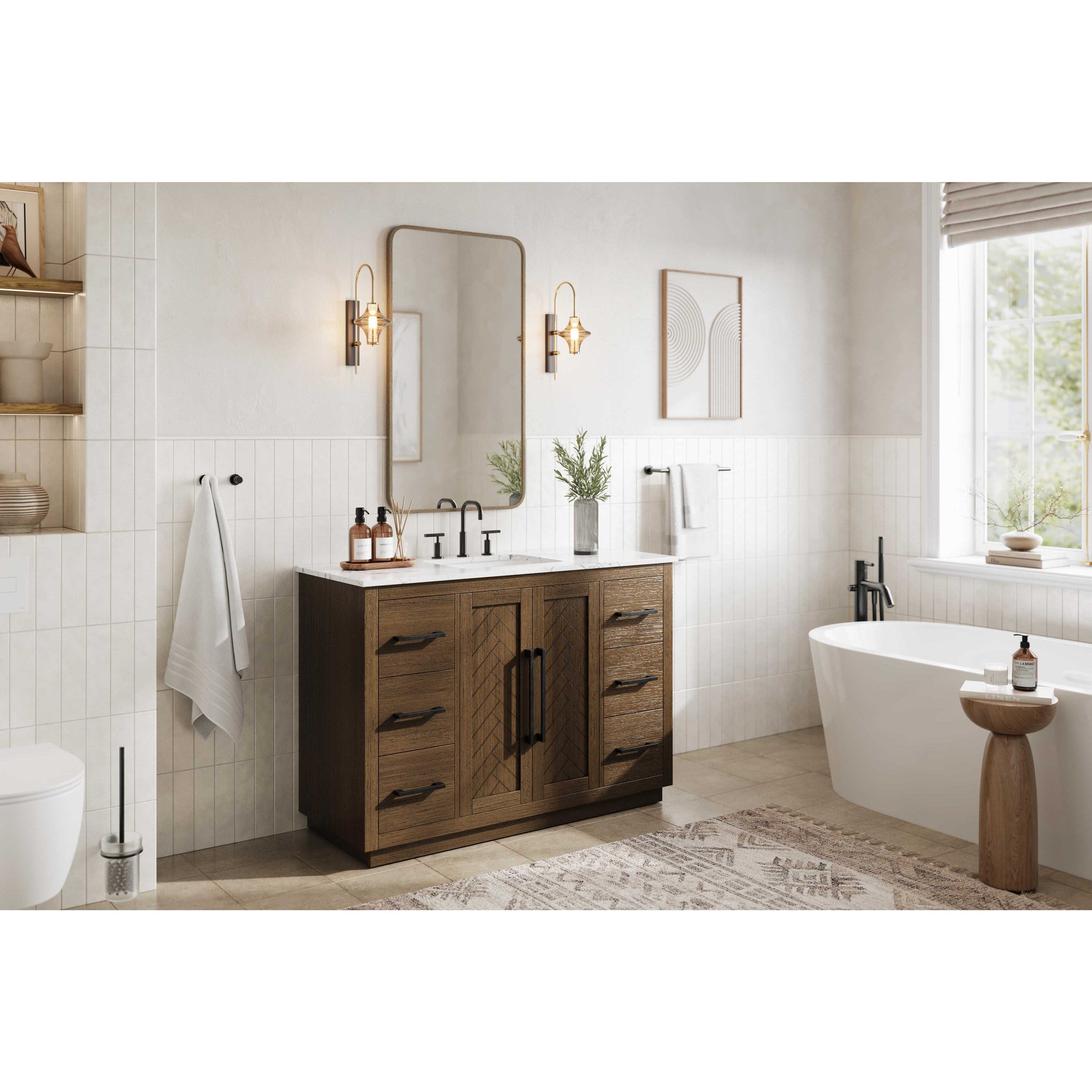 Chase 48 X 34 inch Hazel Oak Bathroom Vanity Cabinet