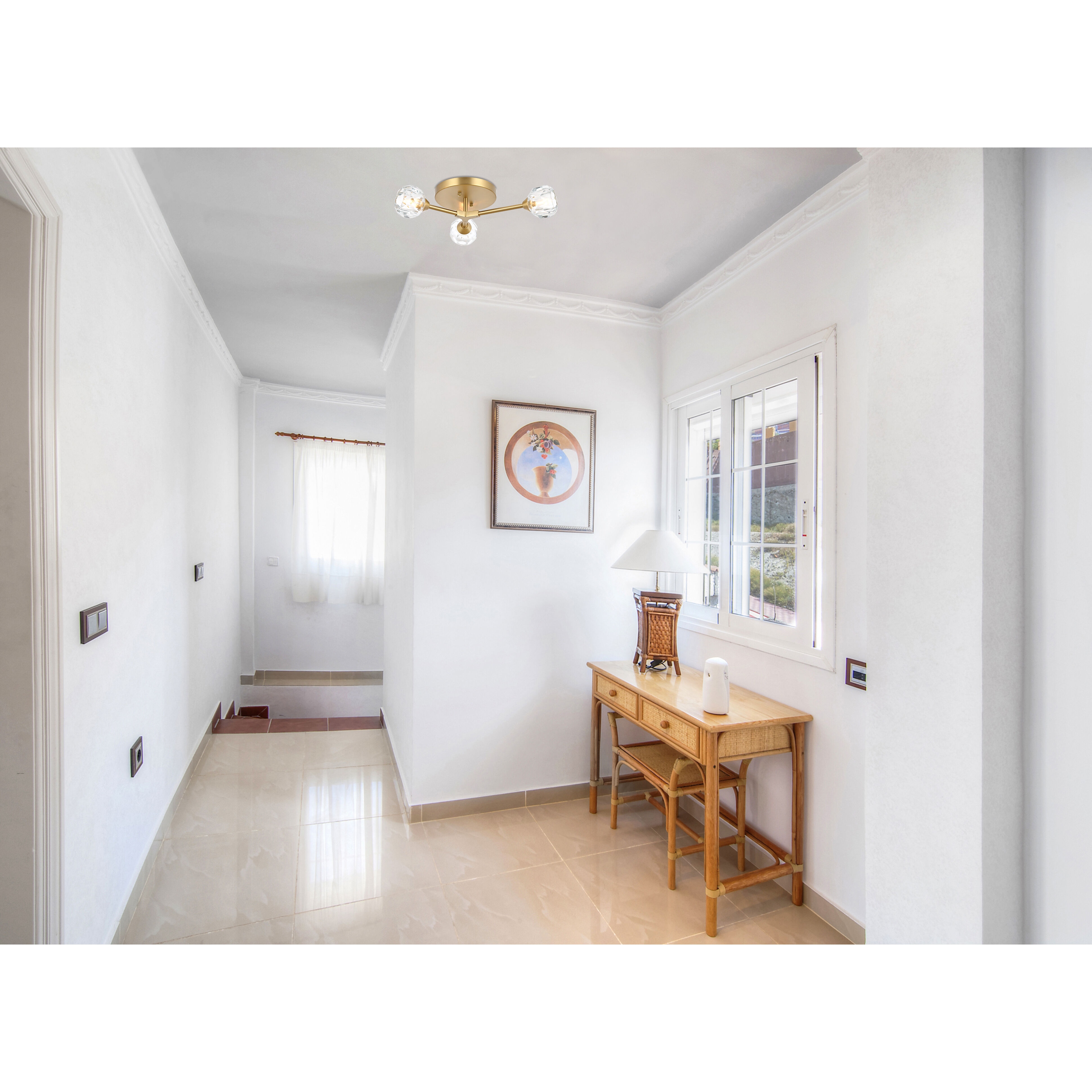 Zayne 3 Light 15 inch Gold Flush Mount Ceiling Light