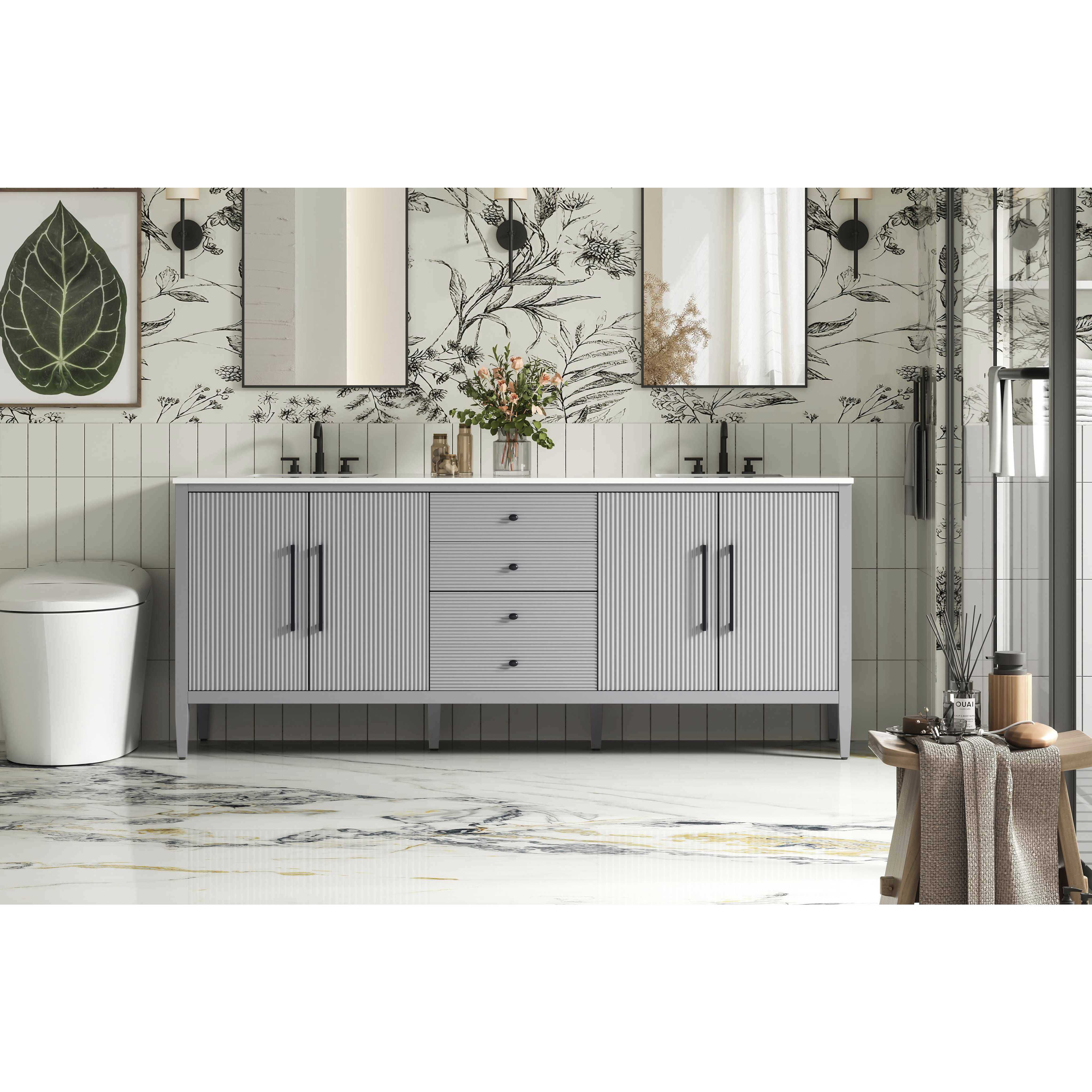 Blakely 84 X 34 inch Grey Bathroom Vanity Cabinet