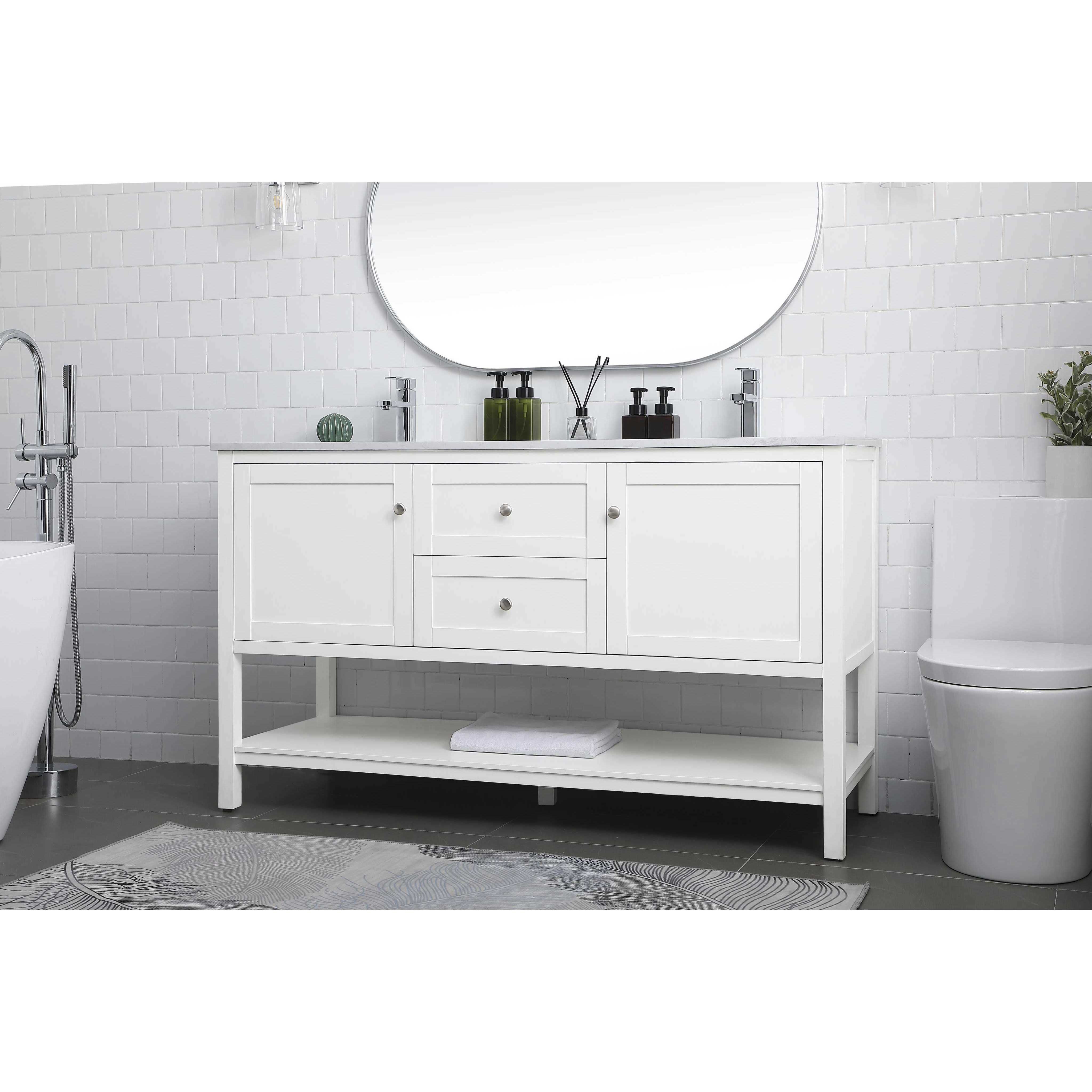 Heath 60 X 21.5 X 35 inch White Vanity Sink Set