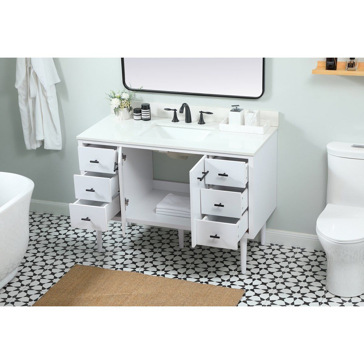 Cyrus 48 X 22 X 33.5 inch White Vanity Sink Set in Included
