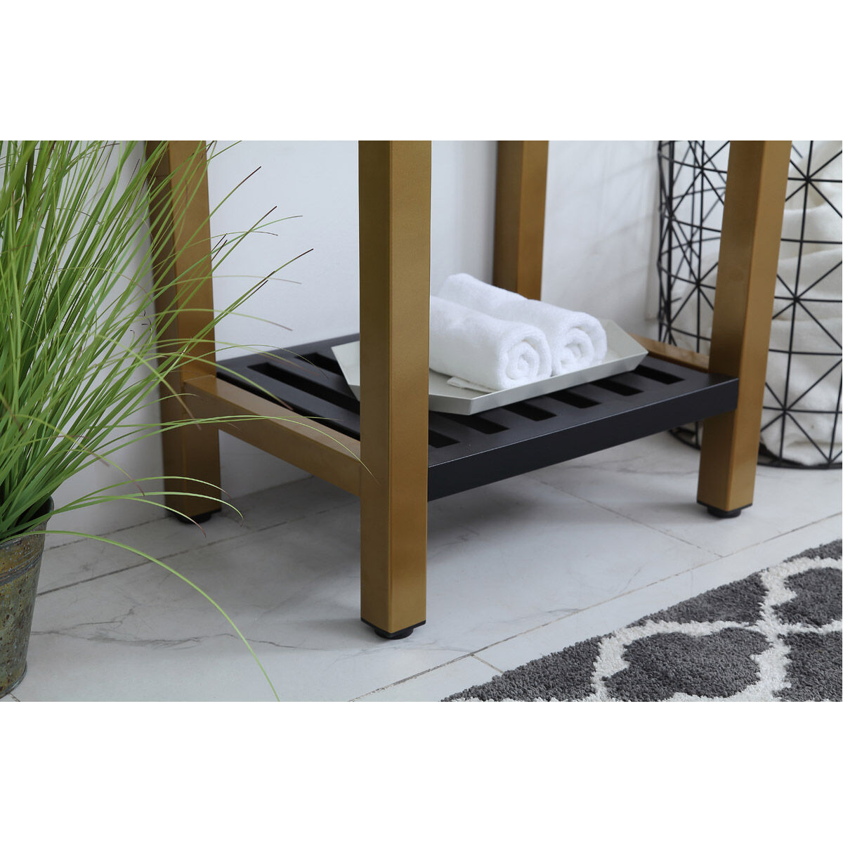 Raya 18 X 14 X 34 inch Gold and Black with White Vanity Sink Set