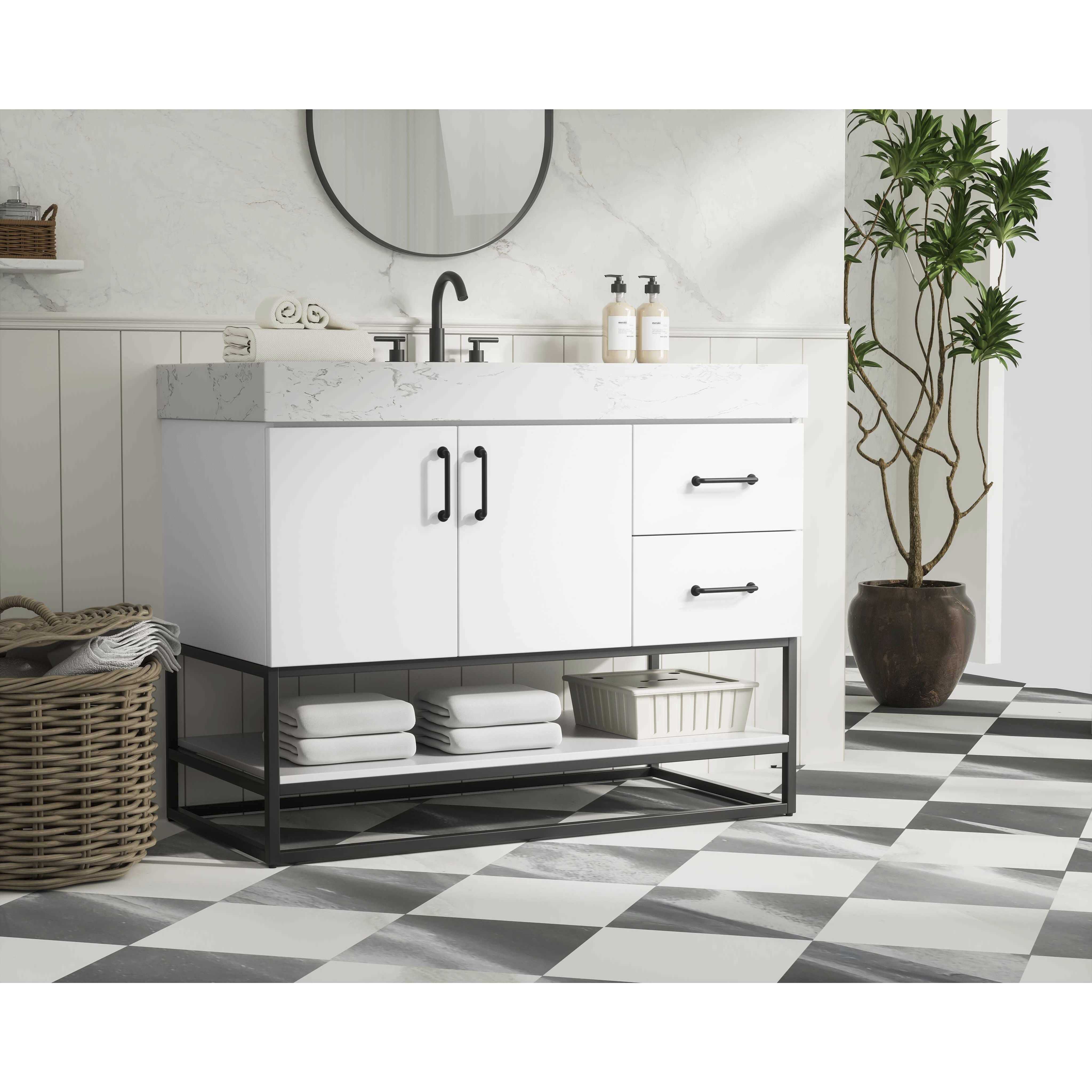Caroline 42 X 34 inch White Bathroom Vanity Cabinet