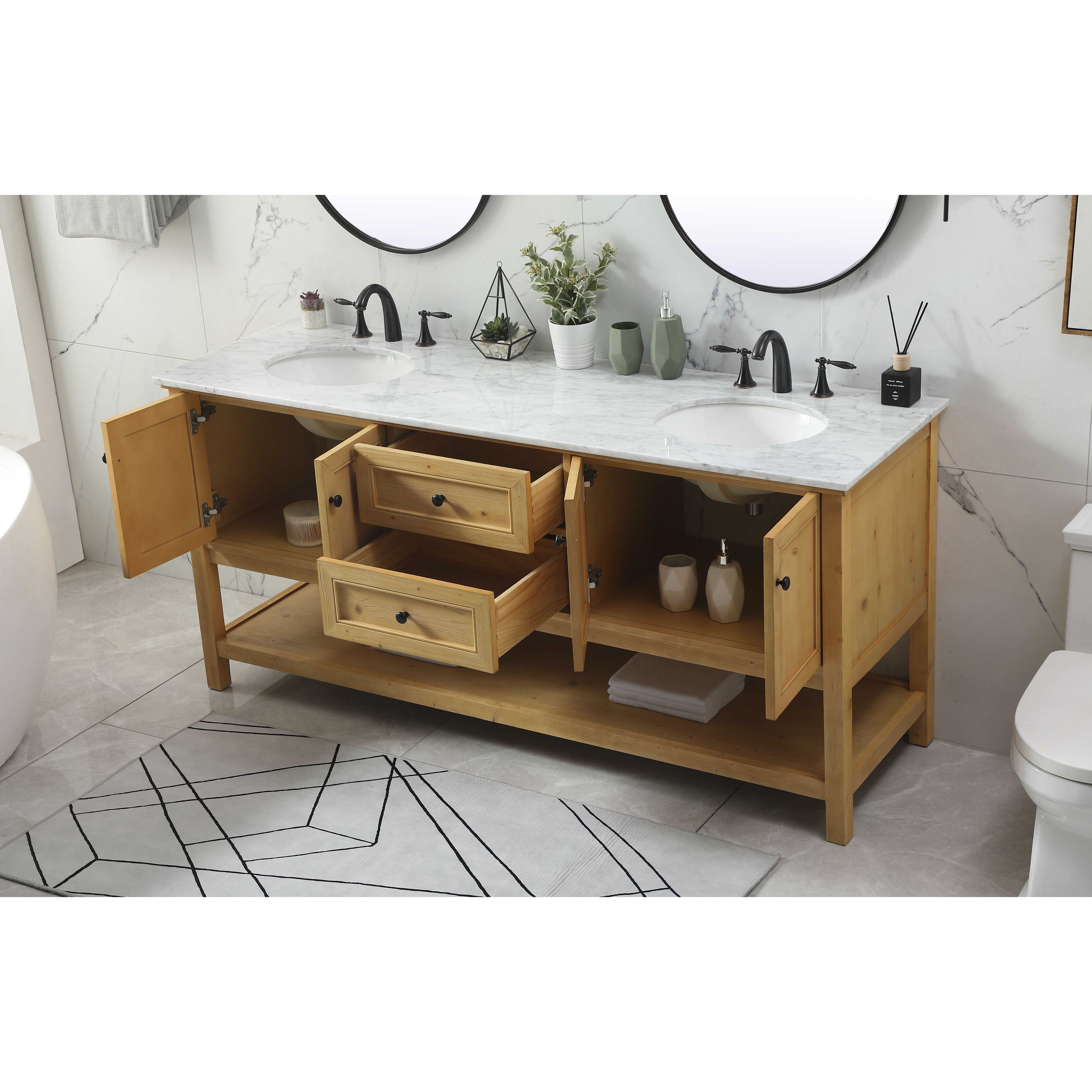 Metropolis 72 X 22 X 34 inch Natural Wood Vanity Sink Set