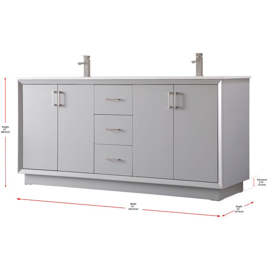 Hayes 72 X 22 X 35 inch Grey Vanity Sink Set