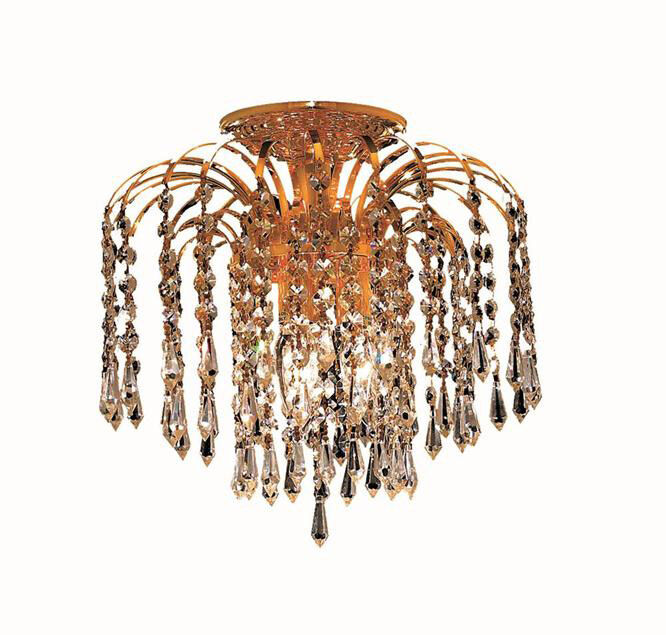 Falls 3 Light 12 inch Gold Flush Mount Ceiling Light in Royal Cut