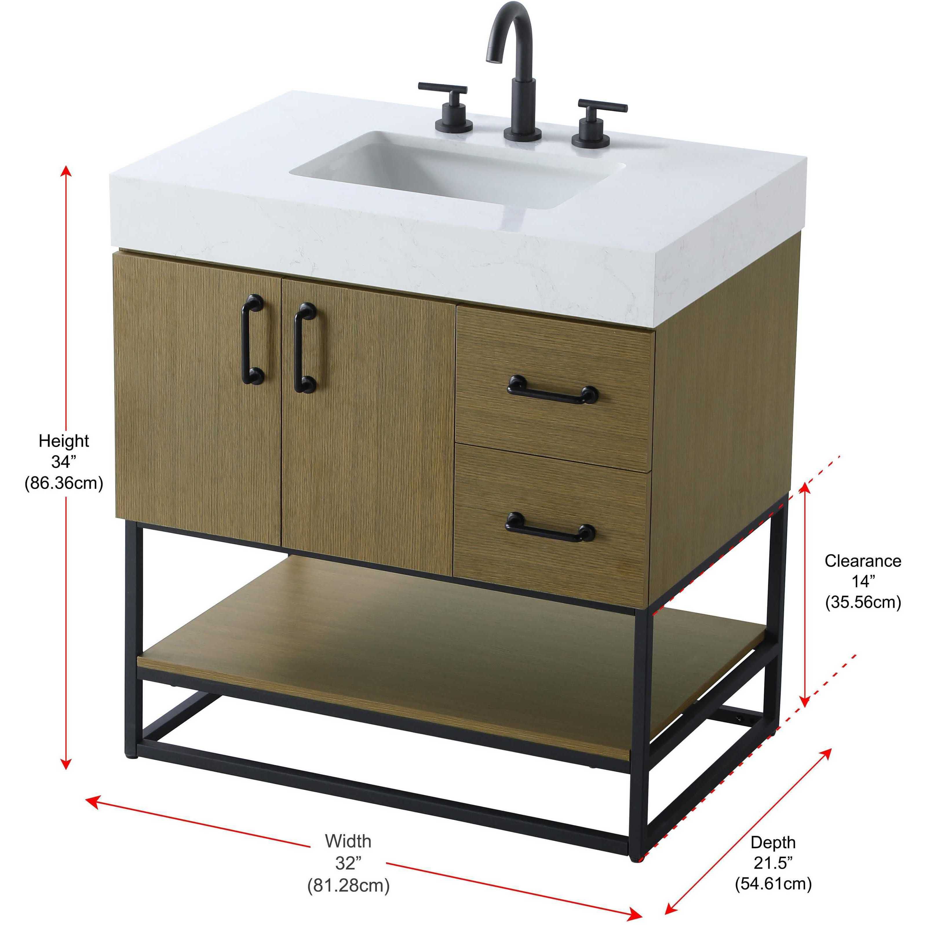 Caroline 32 X 34 inch Chestnut Brown Bathroom Vanity Cabinet