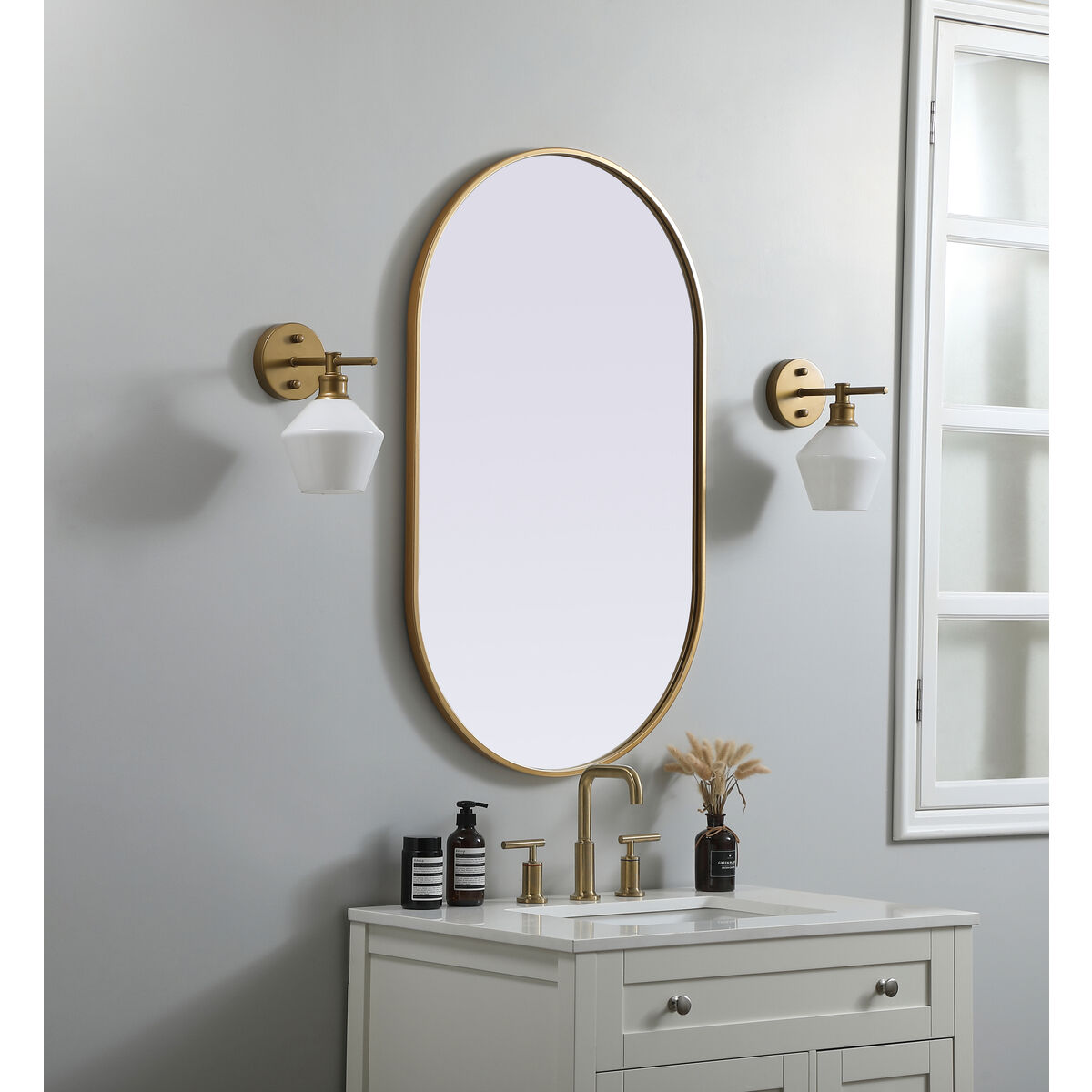 Asha 40 X 24 inch Brass Mirror in 24 x 40