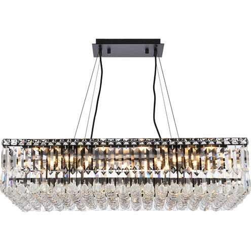 Maxime 16 Light 32 inch Black and Clear Linear Chandelier Ceiling Light in Royal Cut