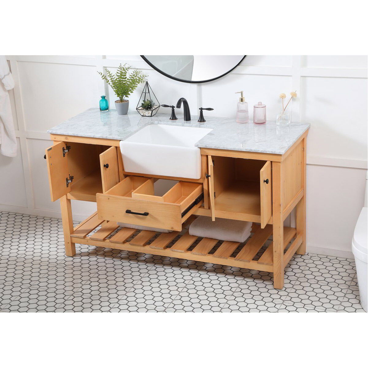 Clement 60 X 22 X 34.13 inch Natural Wood Bathroom Vanity Cabinet