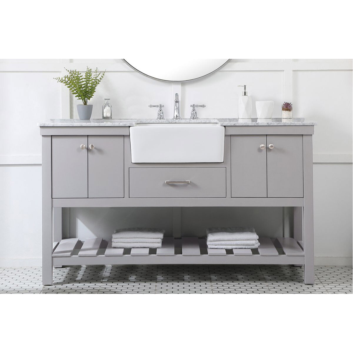 Clement 60 X 22 X 34.13 inch Grey Bathroom Vanity Cabinet