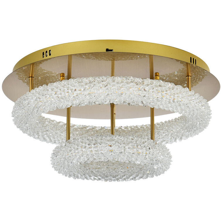 Bowen 2 Light 22 inch Satin Gold Flush Mount Ceiling Light